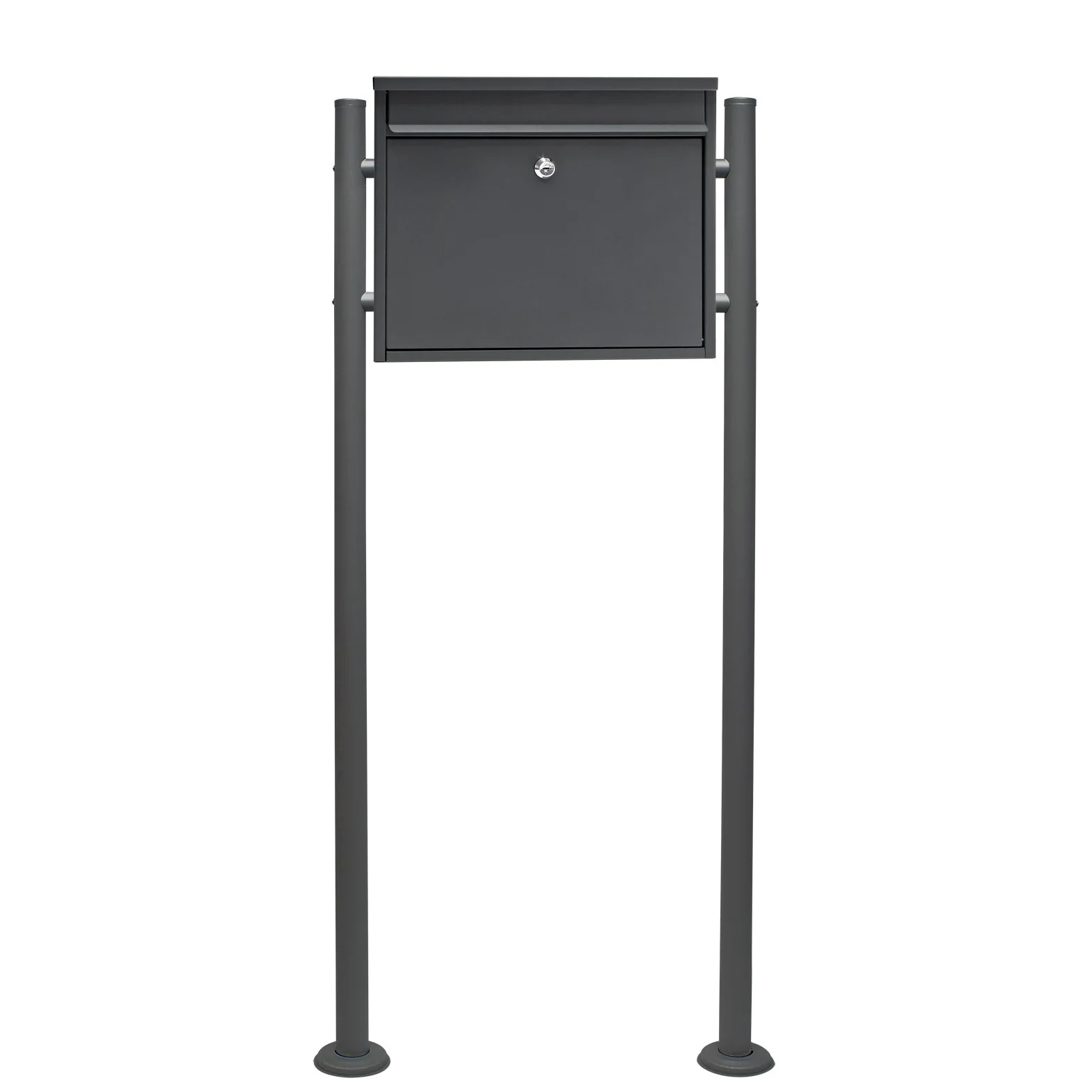 Wiltec Kit Boîte aux Lettres V13 avec Pied de Support, Verrouillable Couleur antrahcite, Acier galvanisé, 360 x 105 x 315 mm, en Acier INOX, avec Fente et Clapet