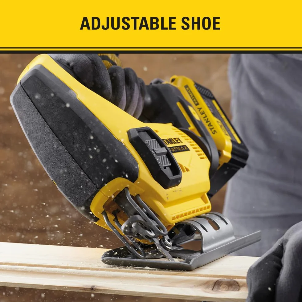 Stanley FATMAX Scie sauteuse sans fil 18V Lithium Ion Moteur Brushless Performante et pratique (Bois 55mm, Métal 8mm) Sans batterie ni Chargeur Gamme FATMAX V20 SFMCS600B-XJ