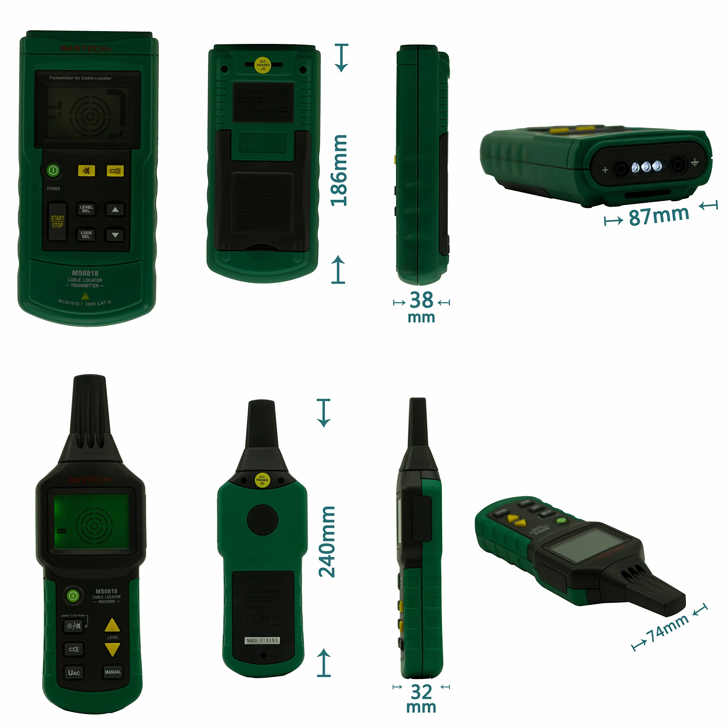 Mastech MS6818 Détecteur de câbles numérique portable professionnel