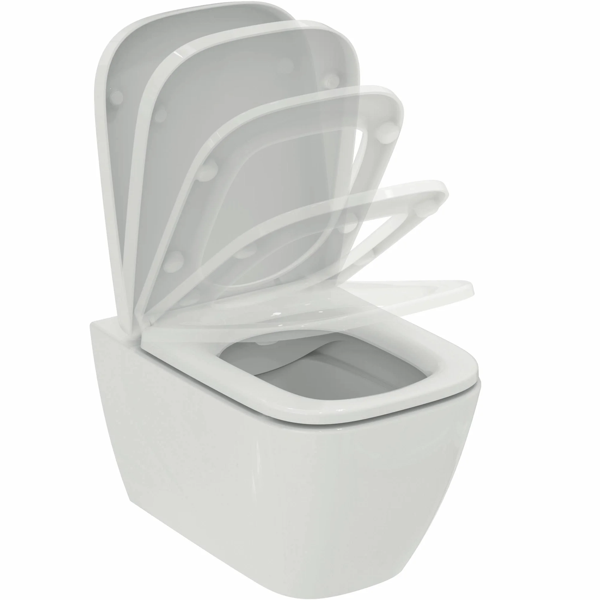 Ideal Standard I.Life B Ensemble Cuvette WC Suspendu Sans bride, Chasse d’eau Economique, Hygiénique RimLs+, Abattant Recouvrant, Frein de Chute, Blanc T542101