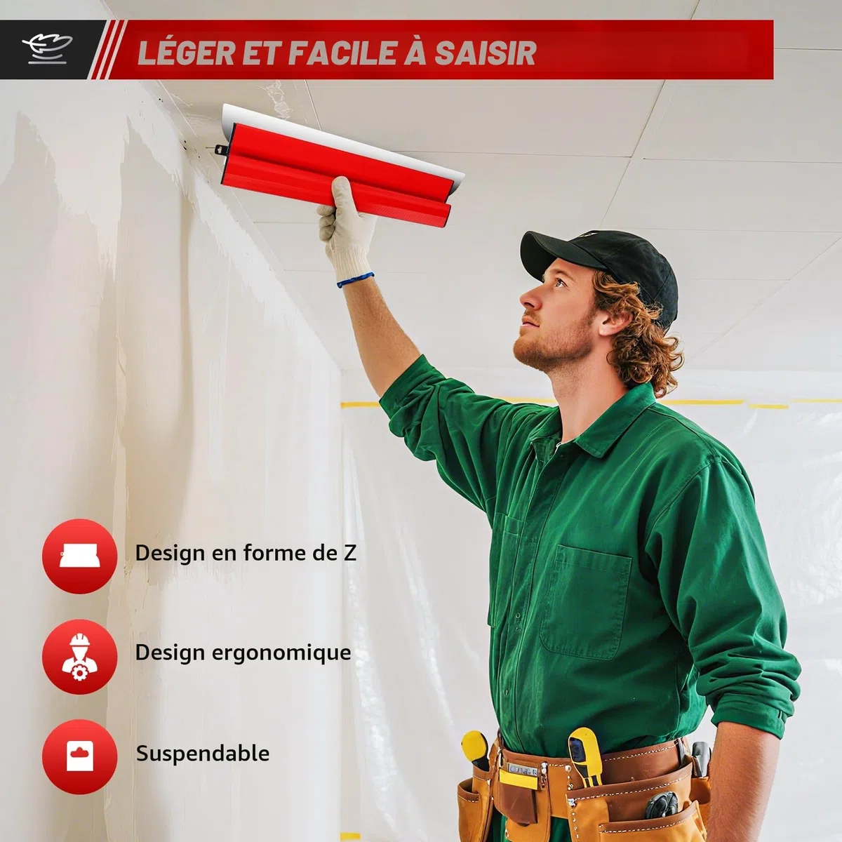Kit de spatules de surface - Lames de mastic 15 cm, 25 cm, 40 cm, 60 cm et 80 cm + manche d'extension de 85 cm à 130 cm, couteau de construction en acier inoxydable