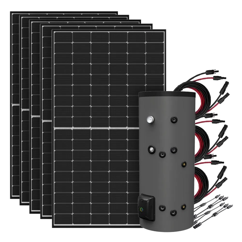 Chauffe-eau solaire Offgridtec 450 W avec chaudière hybride Fothermo 30 L, prêt à l'emploi, alimentation de secours 230 V jusqu'à 1 500 W, 65 °C max. Rendement de 22,52%, IP24/IP68