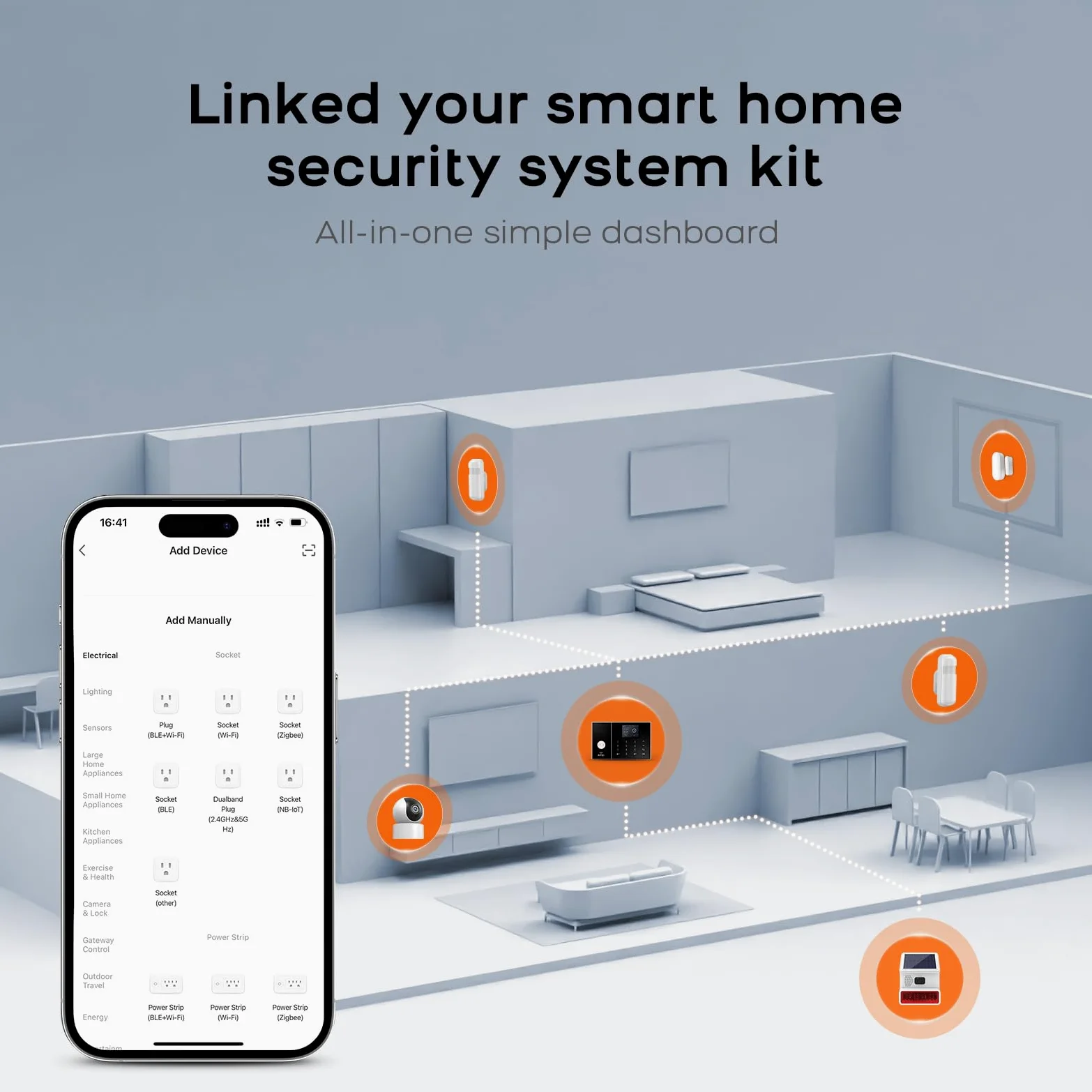 LWOHSI Système d'Alarme Maison,Alarme Maison sans Fil GSM+WiFi,Caméra de Surveillance HD 3MP,Capteur de Porte et Fenêtre Installation Facile,Détecteur de Mouvement,Compatible avec Alexa et Google