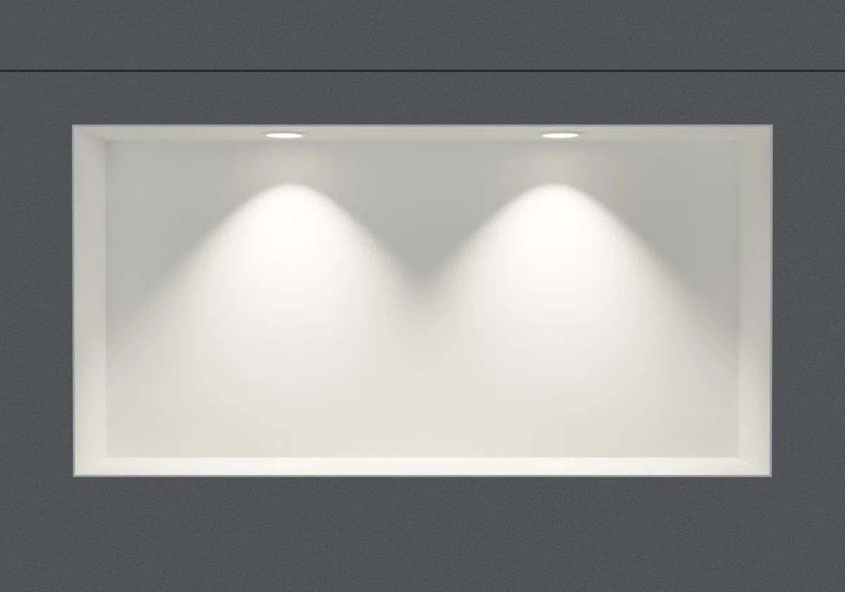 BERNSTEIN - Niche murale douche sans rebord Blanche 30x60x10cm acier inoxydable étagère encastrée salle de bain + 2 Spots LED Blanc mat, Anti-rouille, étanche, installation facile - NT306010X