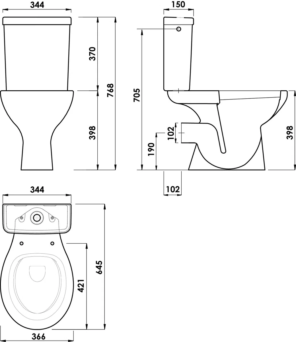 Pack WC SERTI NF à bride SH - H75 - 5xl36 - 7x62cm - Cuvette NF 38 ,5cm- Céramique - Abattant NF en ABS - Mécanisme de chasse NF 3/6L - Robinet flotteur silencieux avec raccord plastique