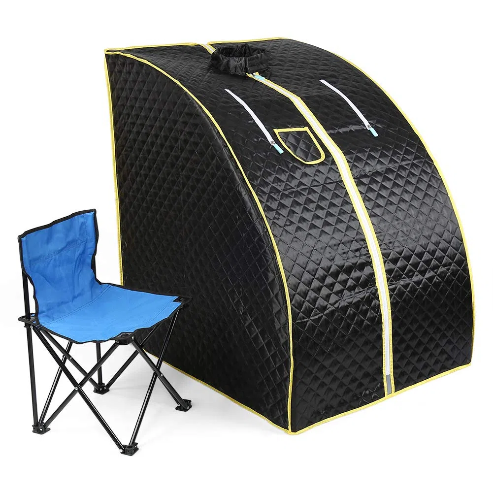 Sauna à Vapeur Sauna Pliable Cabine Portable Home Sauna Spa Tente Saunas avec le Contrôleur de Température à Distance Sauna Couverture de Sauna,98x80x70cm-noir