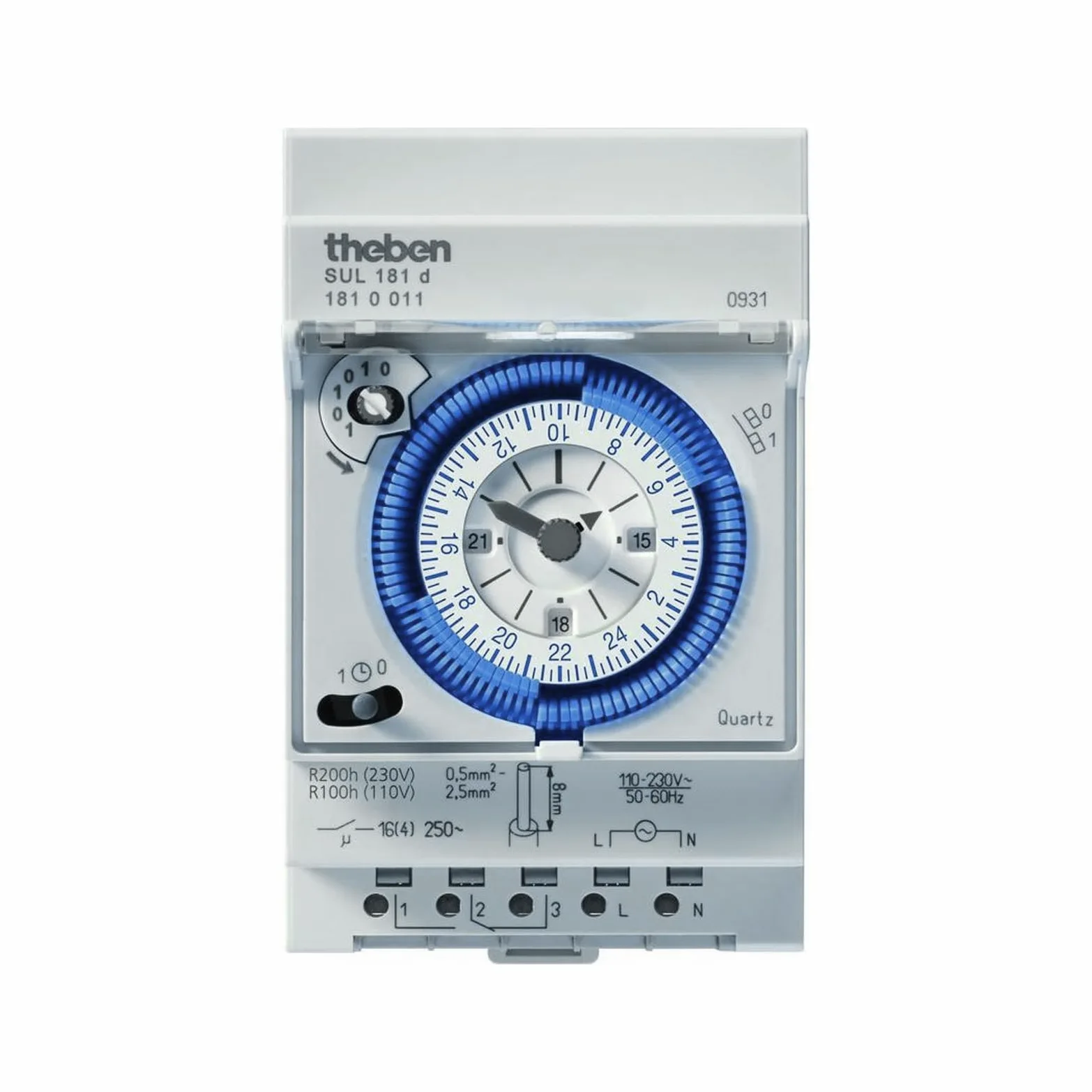 Theben 1810011 SUL 181 d - Horloge programmable analogique - 1 Canal - Programme journalier - 200 Heures de réserve de Marche