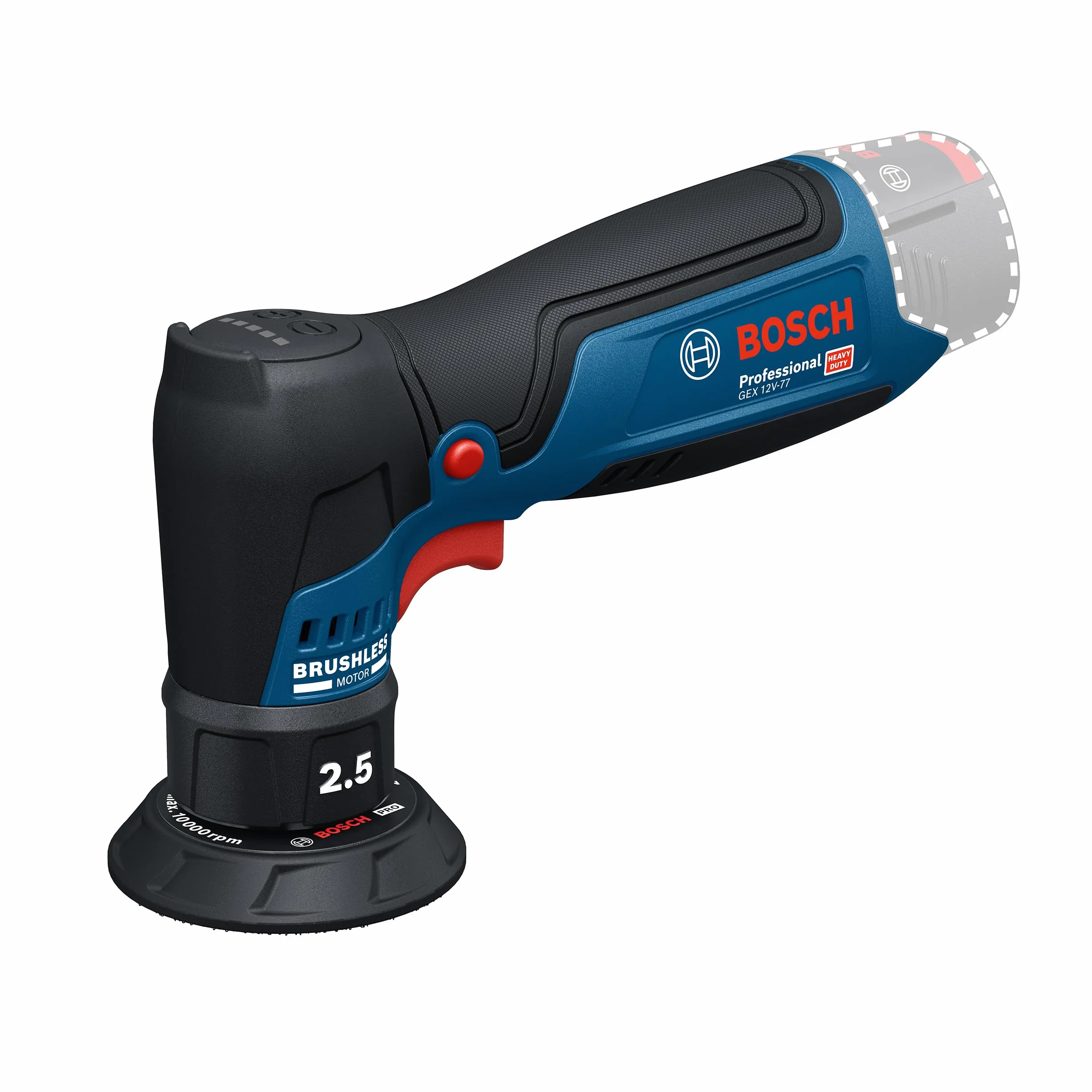 Bosch Professional 12V System Ponceuse excentrique sans fil GEX 12V-77 (inclus support plateau velcro monté de 77 mm, clé de serrage)