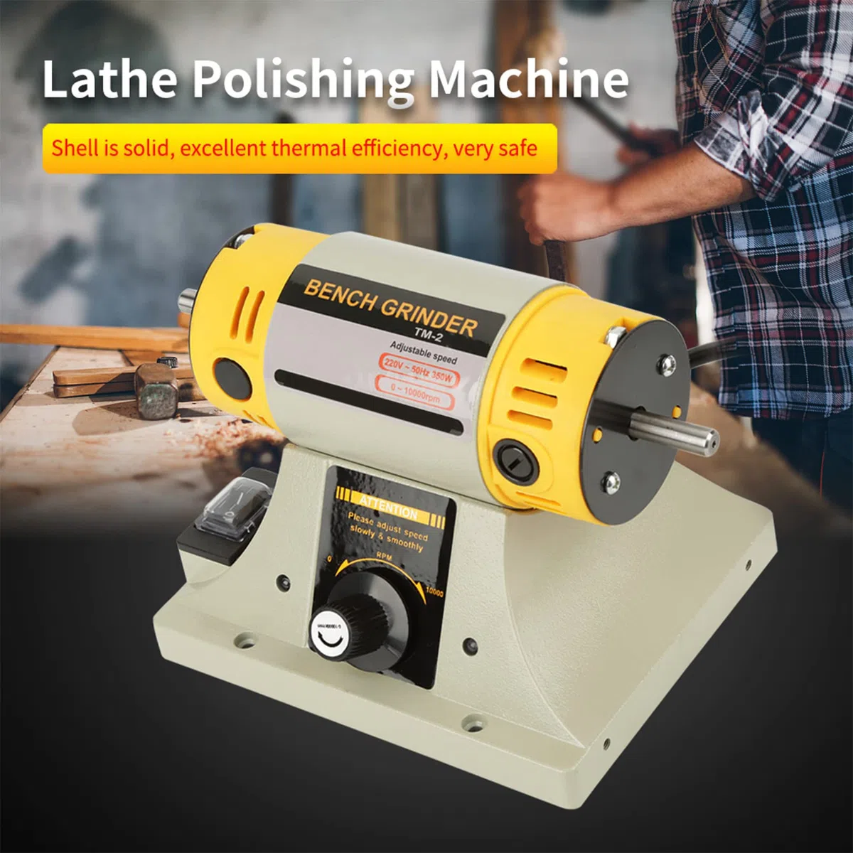 Polisseuse électrique 350 W pour moteur de tour de bijoux, taille compacte, faible vibration, roulement à billes lubrifié, boîtier de moteur étanche à la poussière
