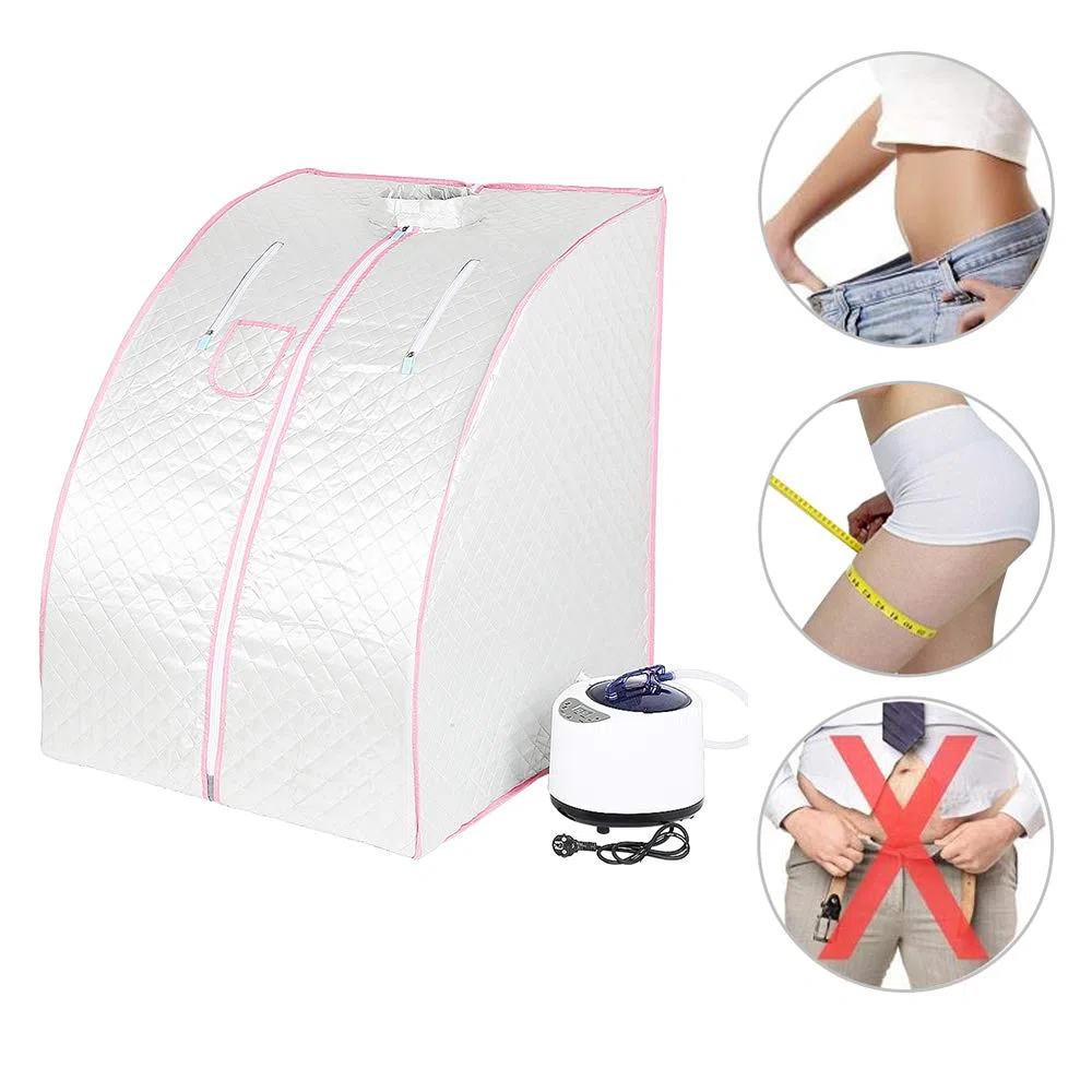 1000W Sauna à vapeur,Portable Home Sauna Infrarouge Spa Tente 98x70x80cm (Argent)