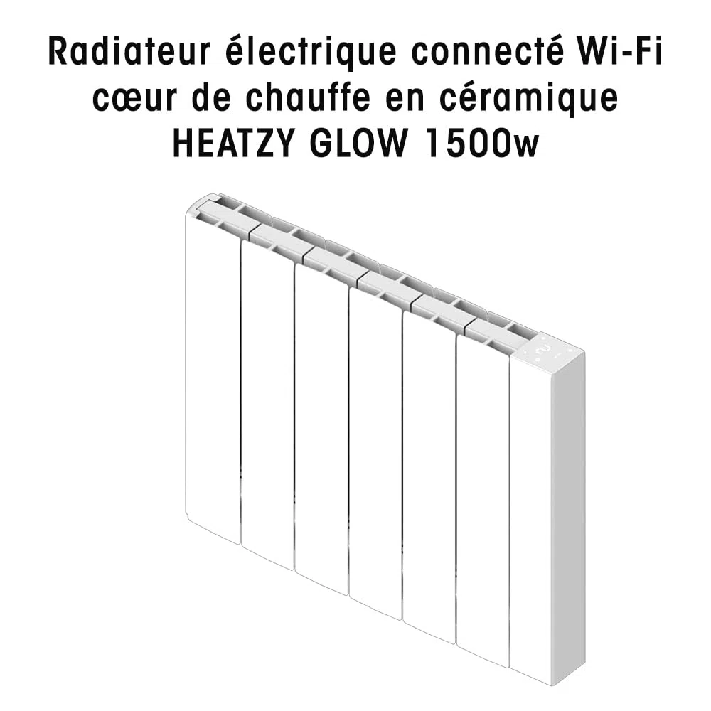 Radiateur électrique connecté Wi-Fi cœur de chauffe en céramique HEATZY GLOW 1500w