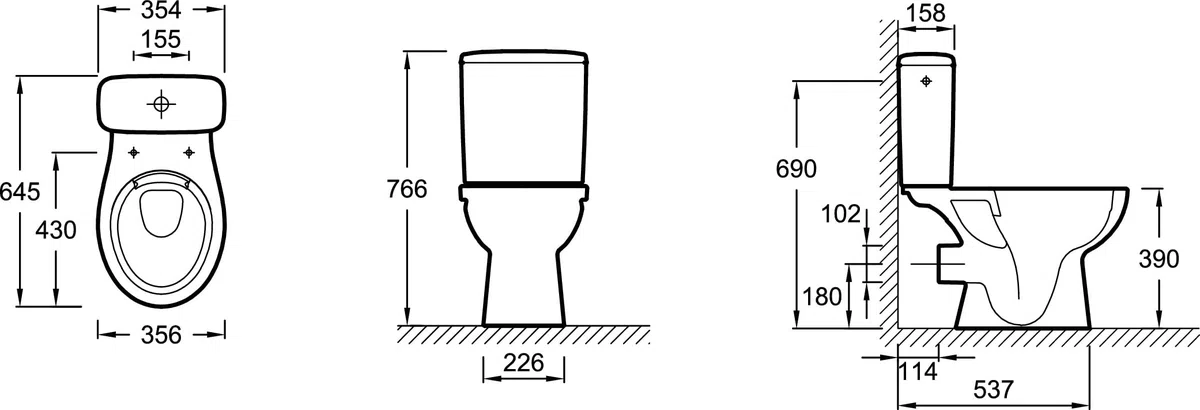 Jacob Delafon - Pack WC au Sol Sans Bride Camille - Sortie Horizontale - Réservoir 3/6L Econome en Eau - Abattant Extraplat Fermeture Douce - Céramique recyclée - 36x65x77 cm - Blanc - E40945-00