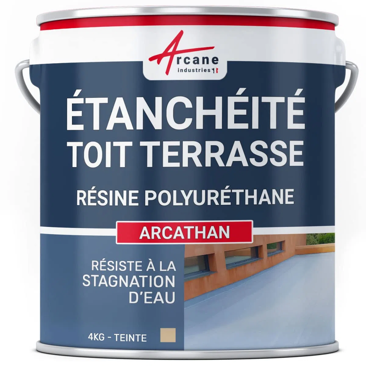 Étanchéité toit terrasse & toit plat | Résine et peinture étanche polyuréthane colorée, membrane liquide | ARCATHAN - 4 kg Beige - RAL 1001 - ARCANE INDUSTRIES