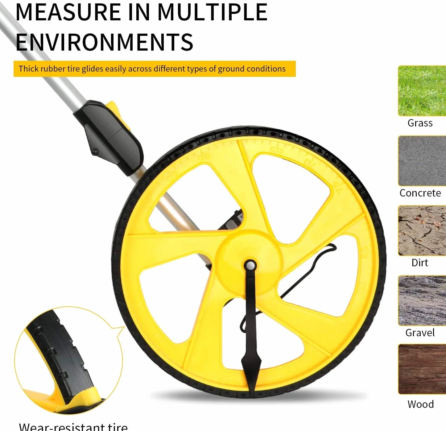Zozen Roue de mesure en mètres, mètre pliable, unités métriques [jusqu'à 9 999 m], roue de mesure avec sac à dos