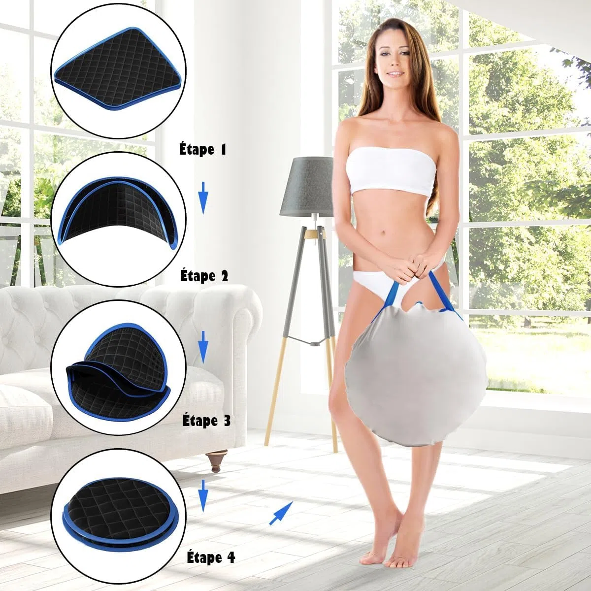 RELAX4LIFE Sauna à Vapeur Portable 2L 1000W, Cabine de Sauna Pliable à Domicile avec 9 Températures Ajustables, Tente de Spa avec Rouleau de Massage, Télécommande pour Détoxification (Noir)