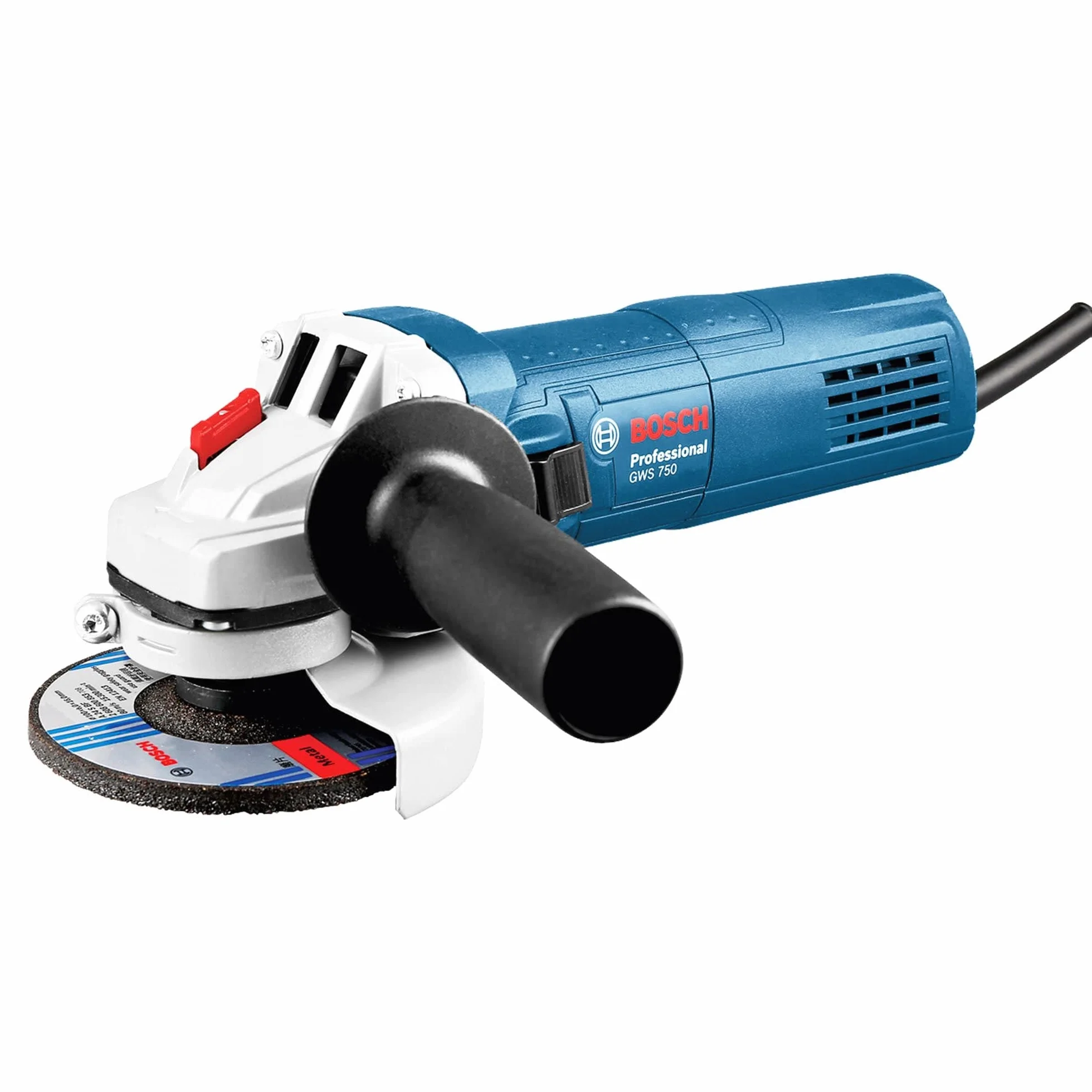 Bosch Professional meuleuse angulaire GWS 750 (Ø disque 115 mm, puissance 750 W, avec clé à ergots, flasque de serrage, écrou de serrage, capot de protection, poignée auxiliaire)