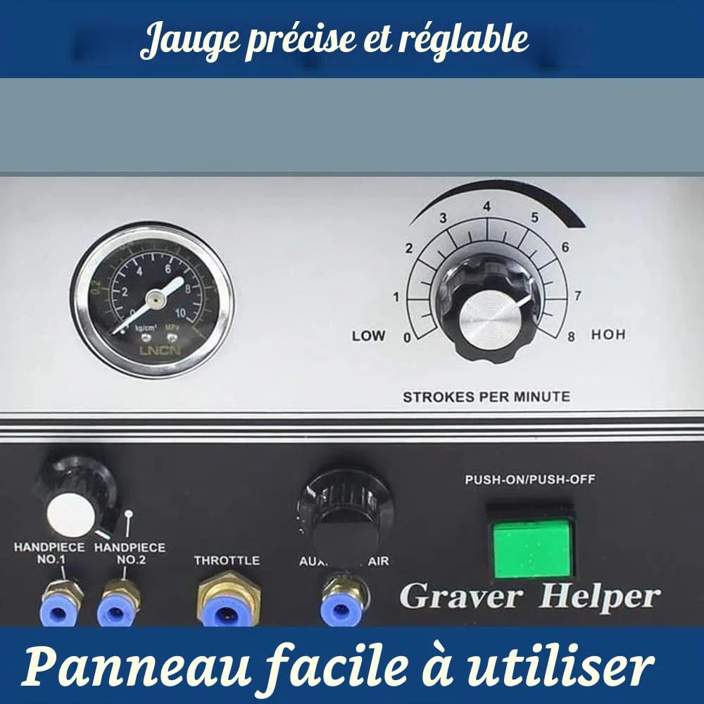 Graveur pneumatique à double tête pour bijoux - 220 V 60 Hz - 100-4000 tr/min - Graveur pneumatique - Micro engraeur pour bijoux et fer forgé