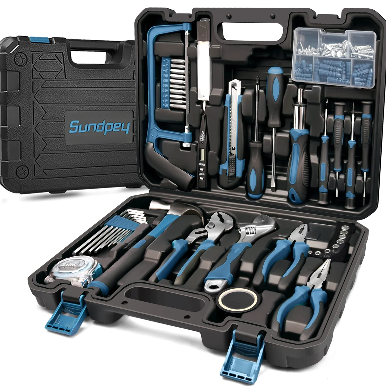 Sundpey Kit d'outils pour la maison 148 pièces – Ensemble d'outils portables de réparation manuelle de base avec étui et tournevis à cliquet et clé hexagonale et pinces et clé