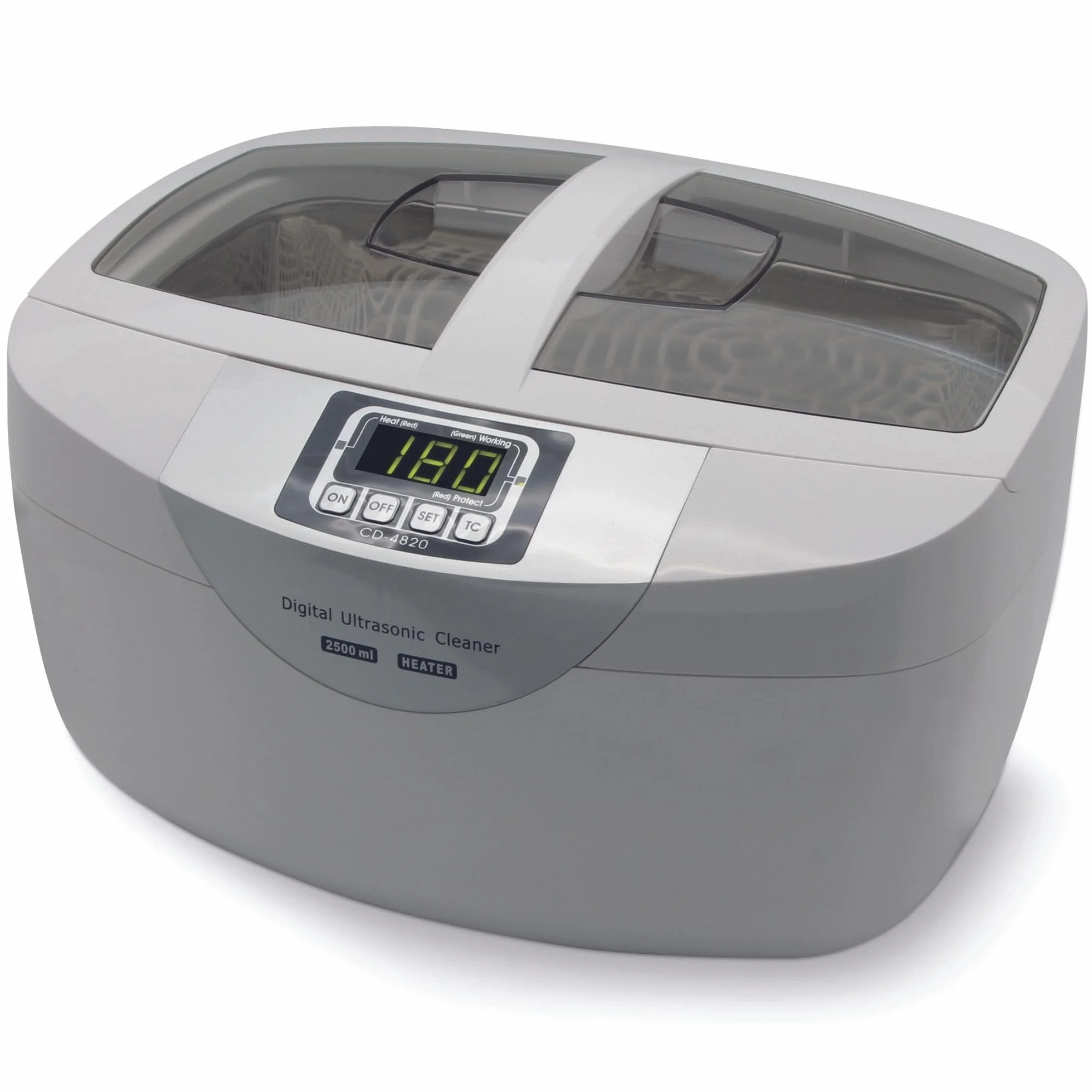 Perel Nettoyeur à ultrasons 2.6 L, 35 kHz nettoyeur bijoux et lunettes, cuve inox, minuterie digitale 5 cycles, nettoyage profond sans rayures, blanc