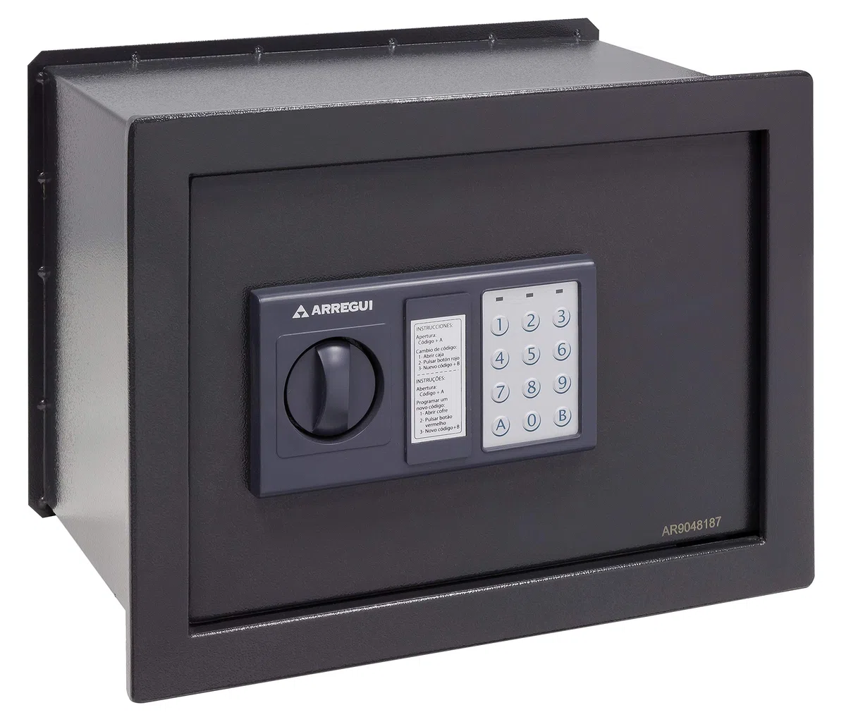 ARREGUI Class W25EB Coffre-Fort à Emmurer avec Serrure électronique, Clavier à Code Programmable, Coffre-Fort de Sécurité à Encastrer pour la Maison, avec Clé d'urgence, 28 x 38 x 25 cm, 17 L
