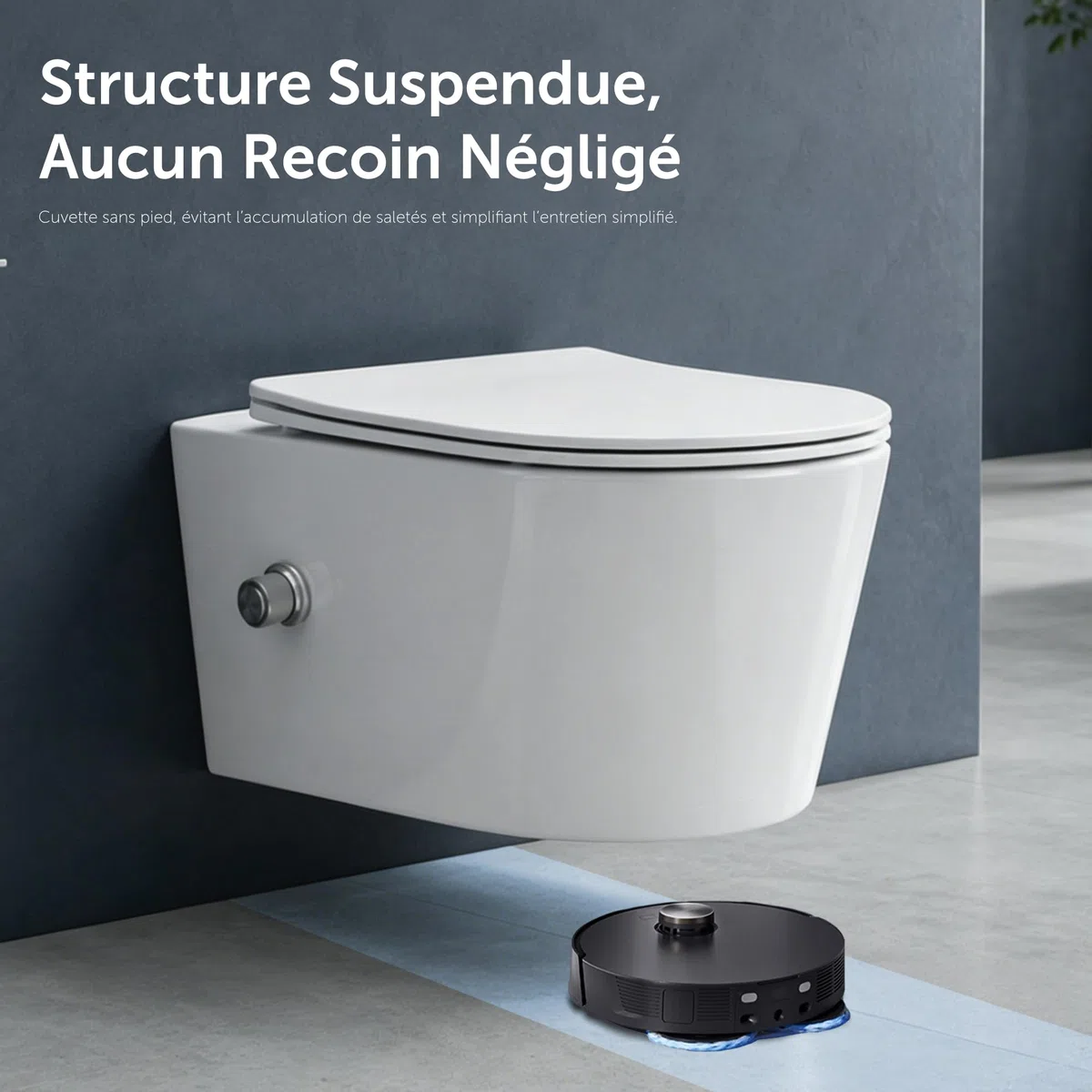 doporro WC Suspendu Blanc Cuvette Céramique avec Fonction de Bidet | Abattant Silencieux, avec Frein de Chute, Aachen601