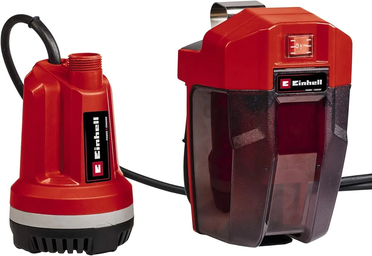 Einhell Pompe d’évacuation pour eaux claires sans fil GE-PP 18 RB Li-Solo Power X-Change (18 V, max. 2 bar, débit max. 3000 L/h, boîtier de batterie flexible) Livré sans Batterie ni Chargeur