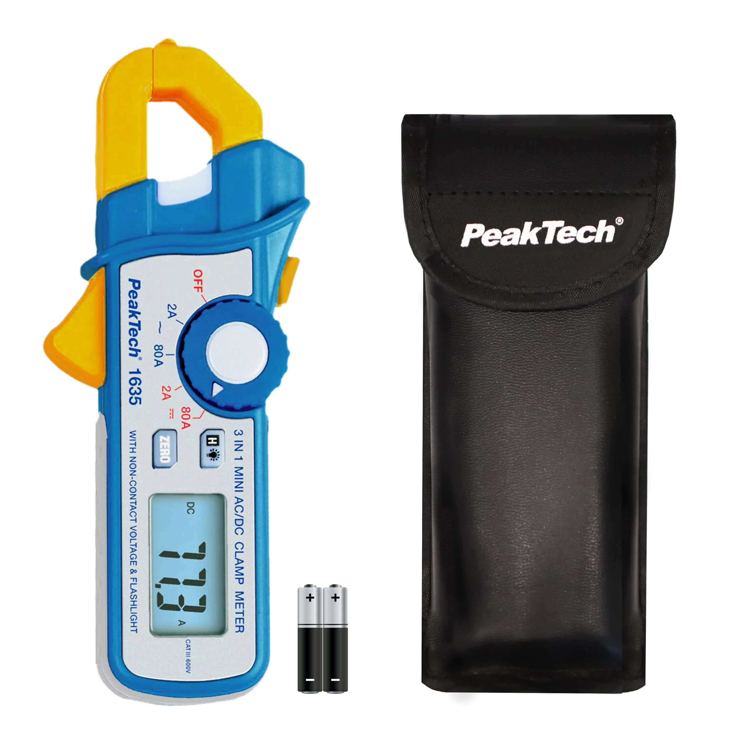 PeakTech P 1635 Pince ampèremétrique, pince ampèremétrique, avec résolution 1 mA et NCV, 1 pièce, P 1635