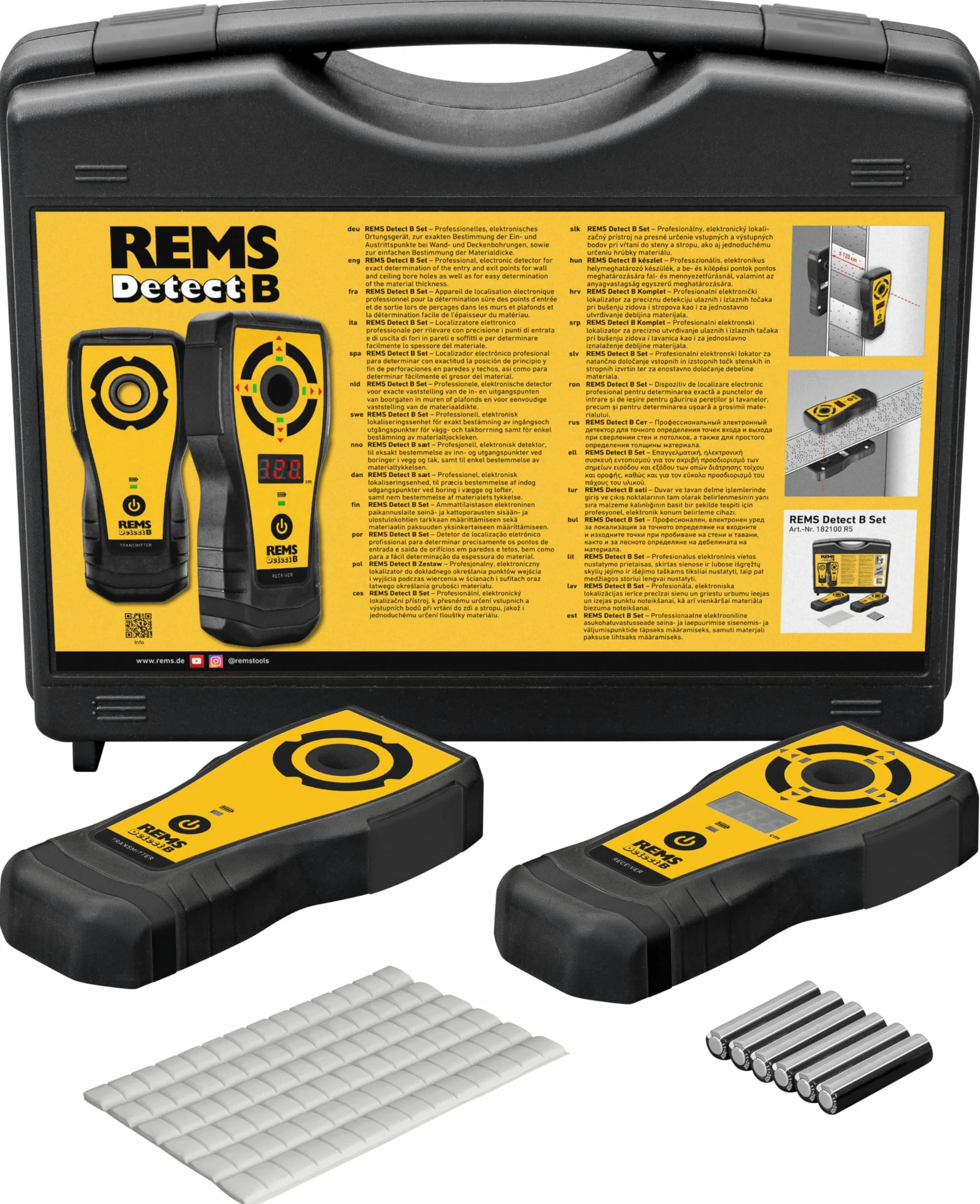 REMS Detect B 182100 R5 Kit de localisation acoustique et optique avec technologie LED, alignement et positionnement des forets dans un coffret solide
