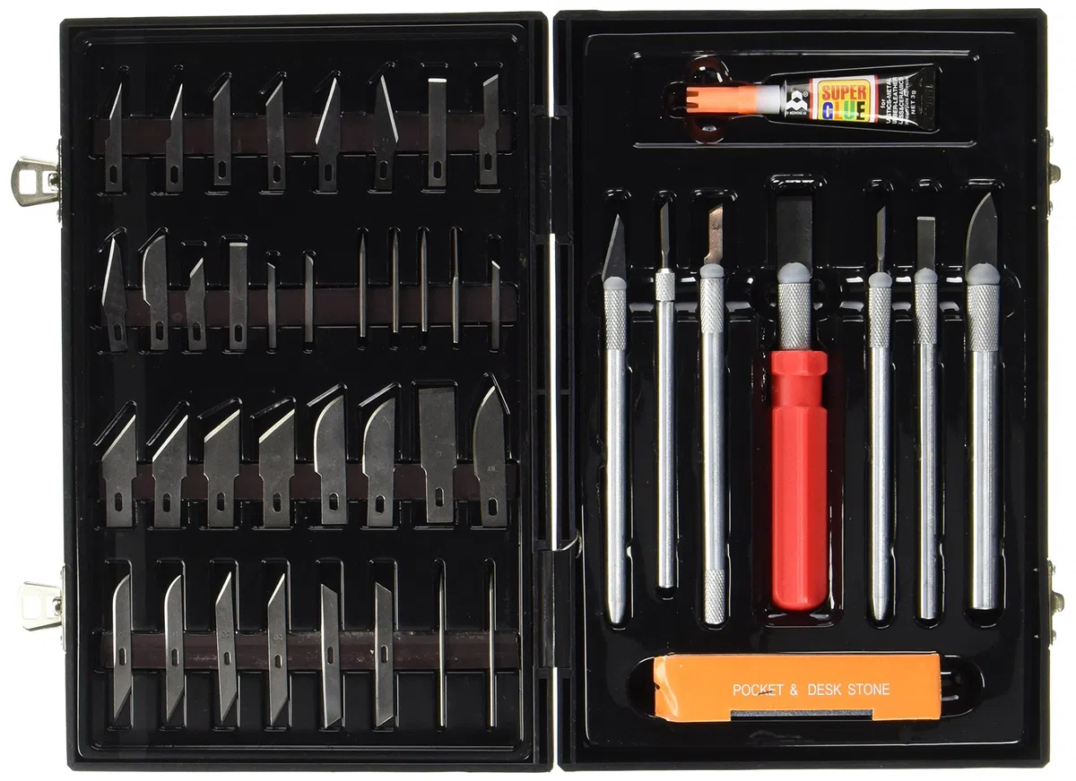 Masidef 040262 Jeu de 50 couteaux à balsa avec accessoires pour modélisme et bricolage
