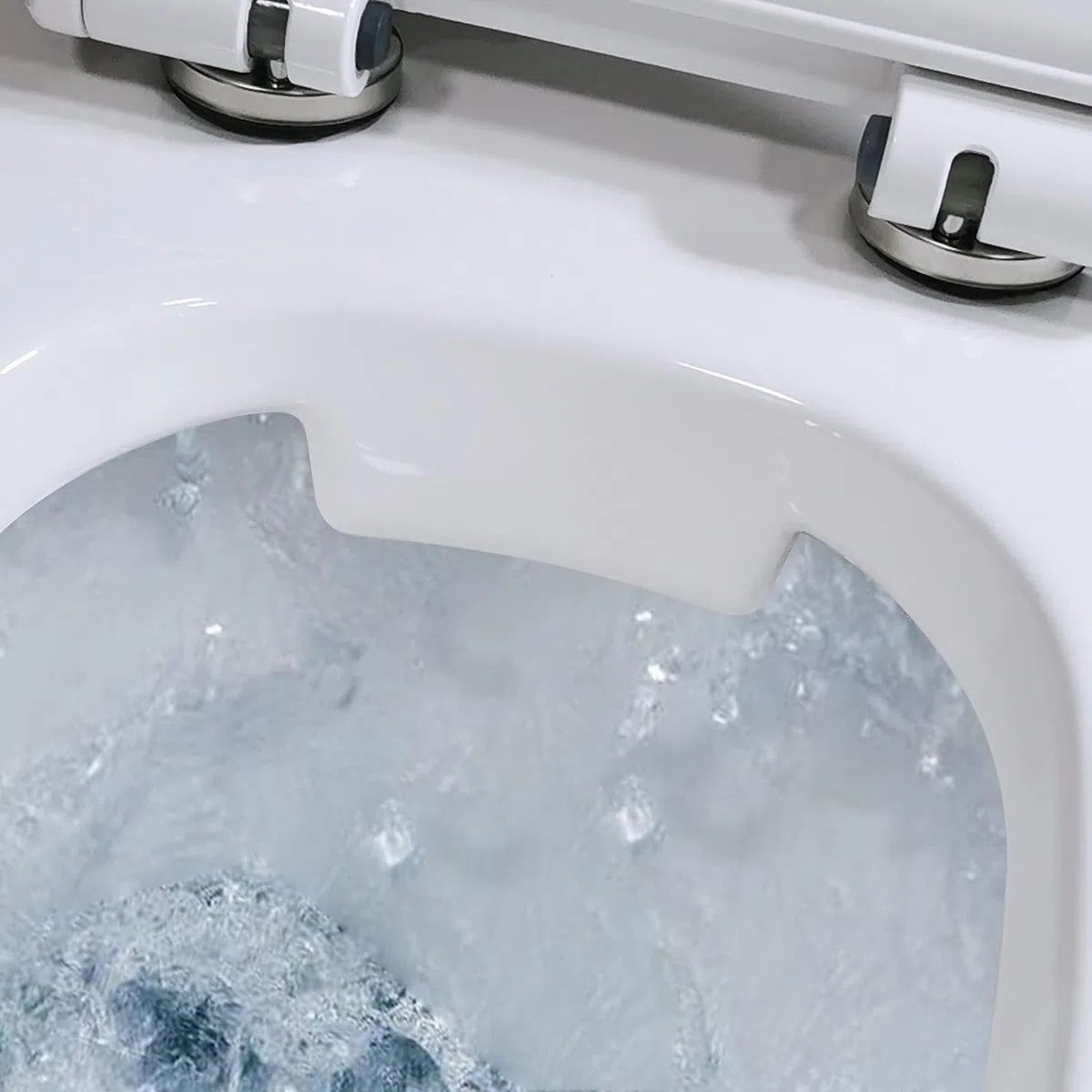 WC Suspendu Blanc Sans Bride avec Fixations Invisibles + Abattant Ultra Fin Déclipsable + Frein de Chute (Blanc)