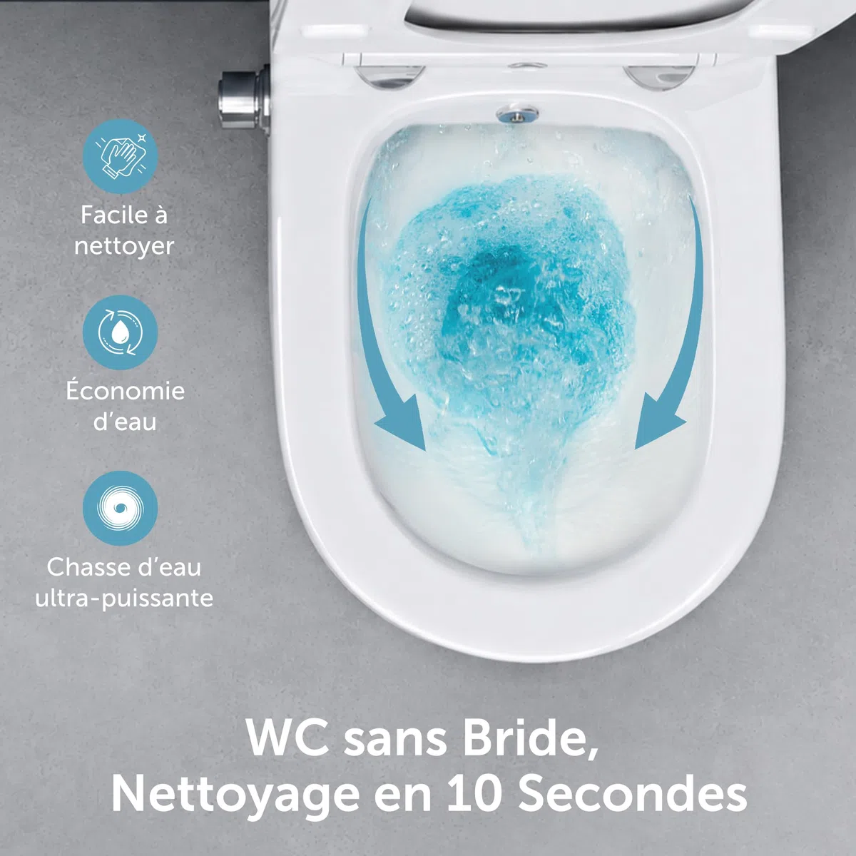 doporro WC Suspendu Blanc Cuvette Céramique avec Fonction de Bidet | Abattant Silencieux, avec Frein de Chute, Aachen601