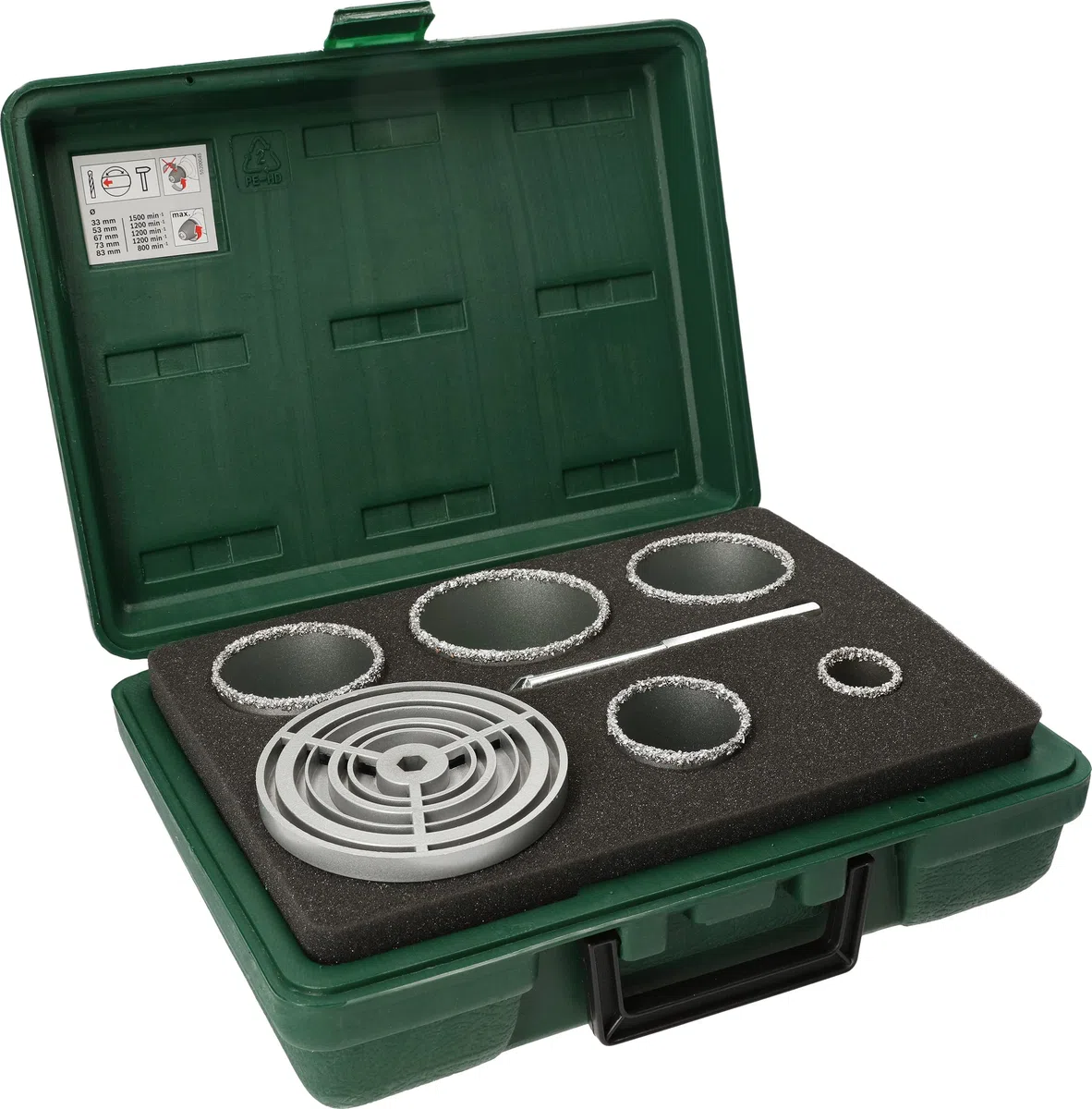 Bosch Accessories 2609255629 Assortiments de scies-trépan à concrétion carbure Embase et forêt de centrage compris Diamètres 33/53/67/73/83 mm