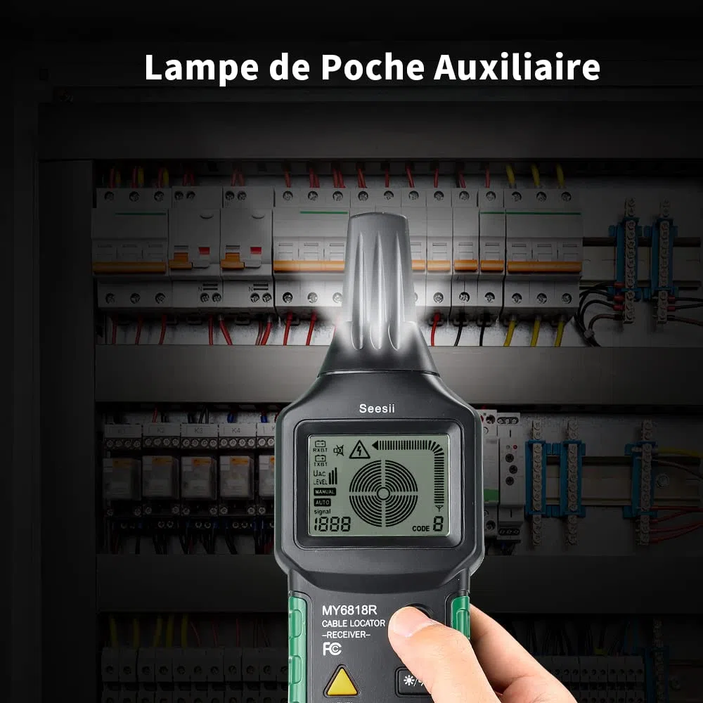 Seesii Localisateurs de Tuyaux Détecteur de Câble Électrique Détecteur de Tuyau Multifonction Recherche Testeur de Câble (MY6818)