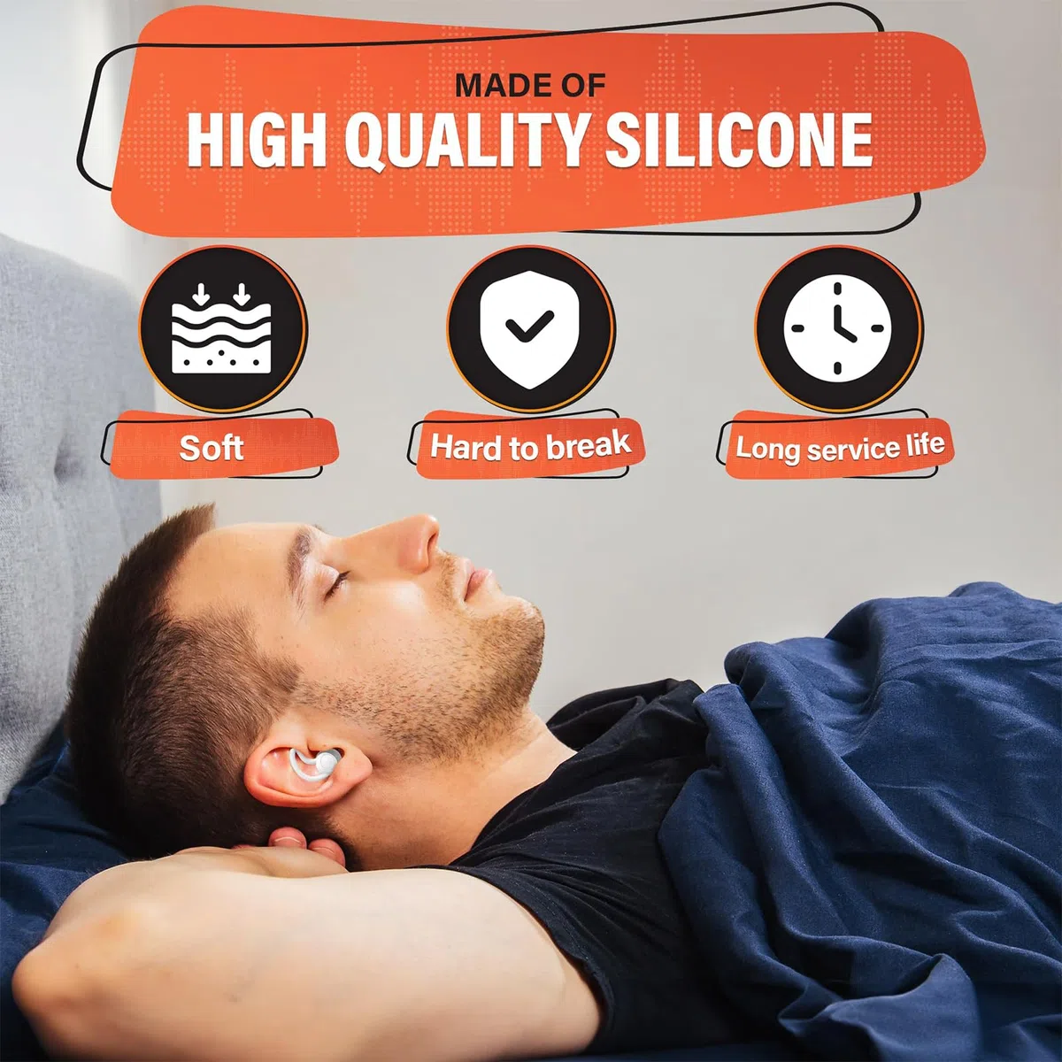 3 Paires Bouchon Oreille, Bouchon Anti Bruit Matériau en Silicone Souple, Bouchons D'oreilles pour Dormir Anti Bruit 38dB, Super Doux et Réutilisables, pour Concerts, Travailler, Voyager
