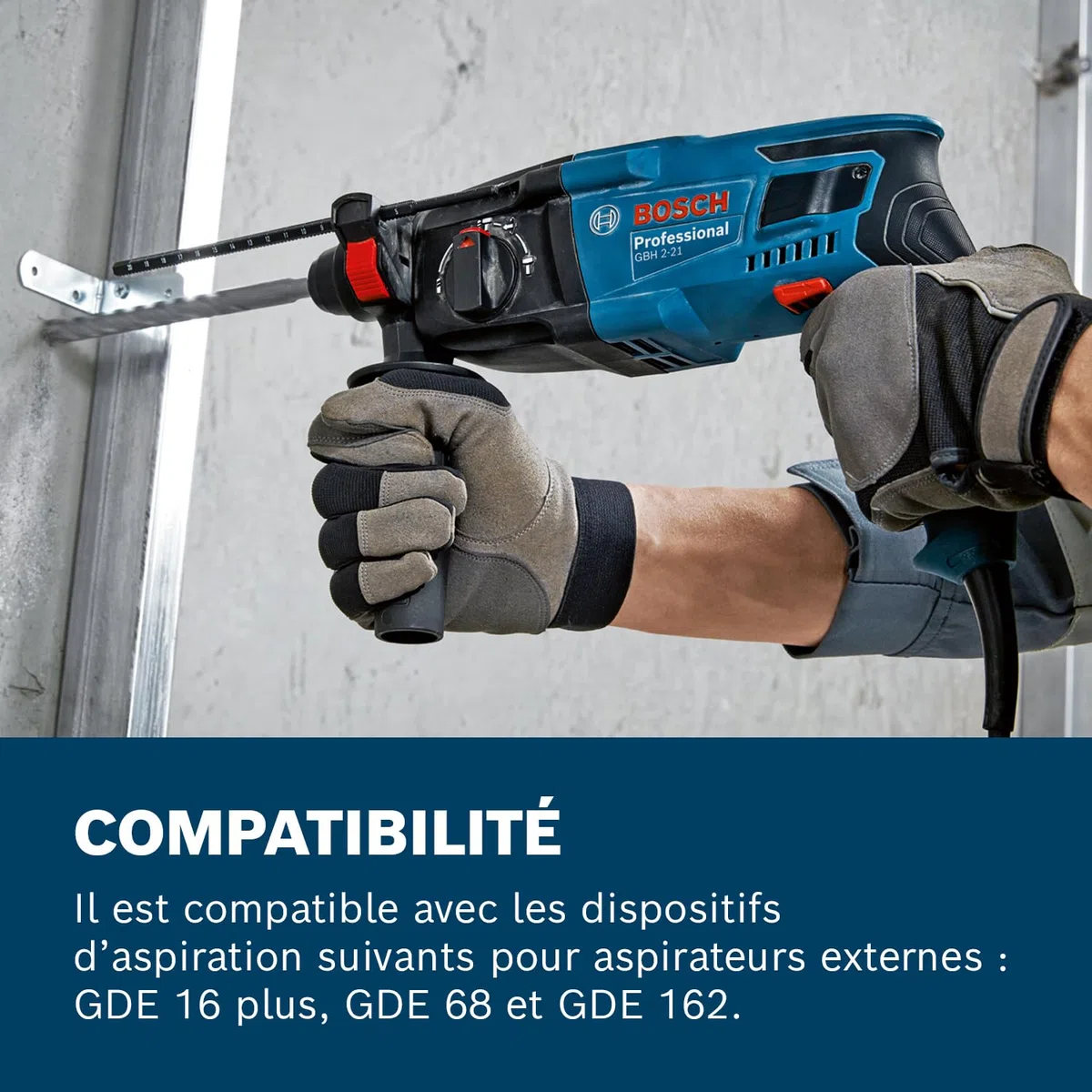 Bosch Professional perforateur GBH 2-21 (SDS plus, mandrin automatique avec adaptateur SDS plus, poignée auxiliaire, chiffon, butée de profondeur, coffret de transport)