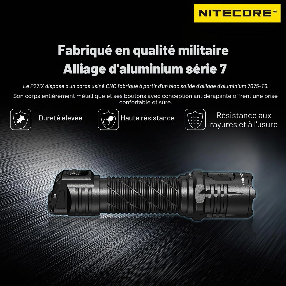 NITECORE P27iX Lampe de poche tactique personnalisable à faisceau variable
