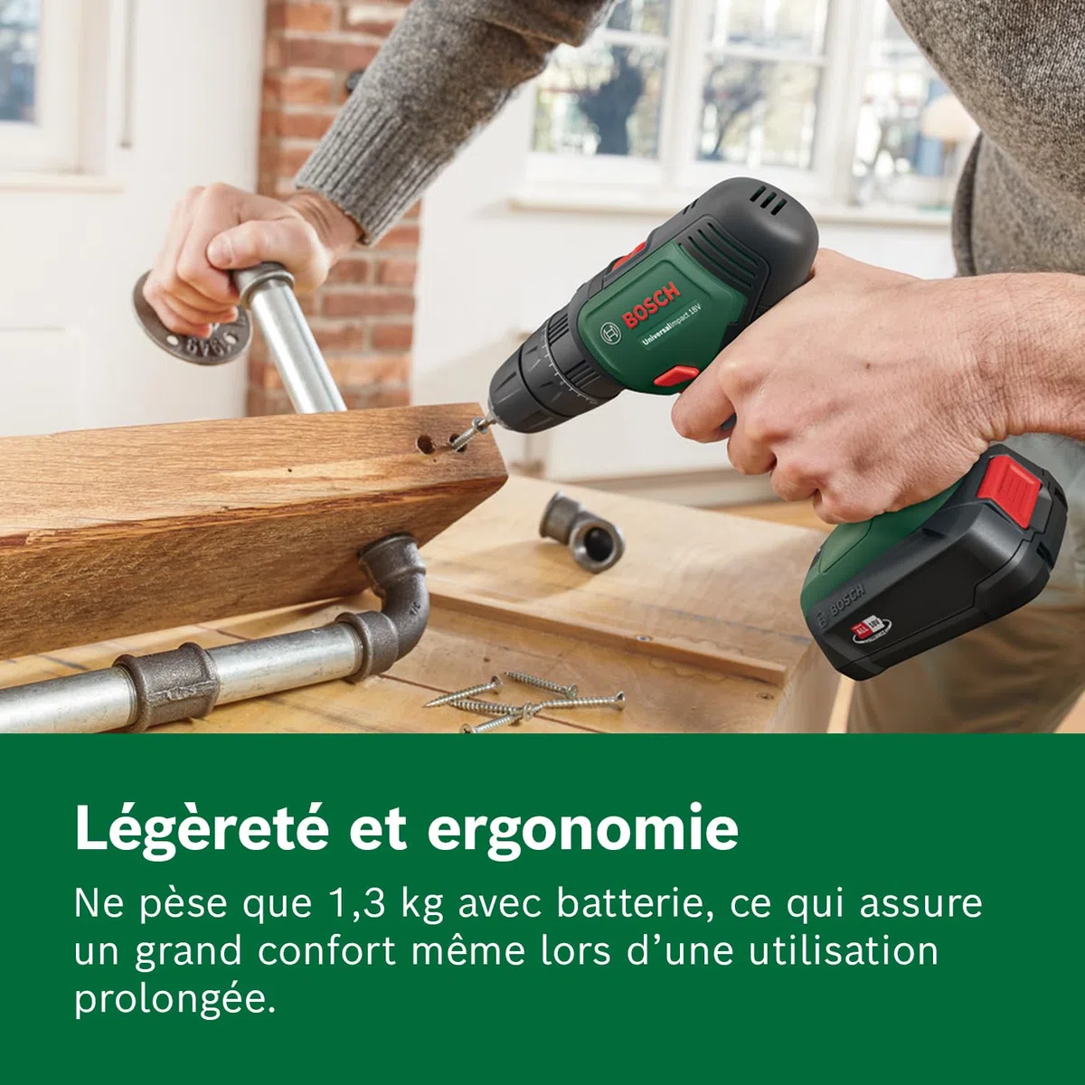 Bosch perceuse à percussion sans fil UniversalImpact 18V (2 Batteries, système 18 V, dans Coffret de Transport)