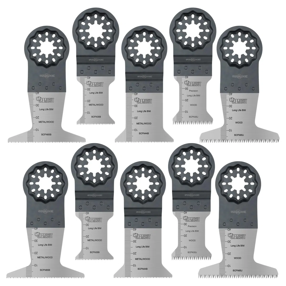 10 x SabreCut SCFNK10 Mix Bimetal (BIM) Lames pour outils multifonctions longue durée compatibles avec Bosch Fein Starlock/Starlock Plus et Starlock Max Système de montage multi-outils et accessoires