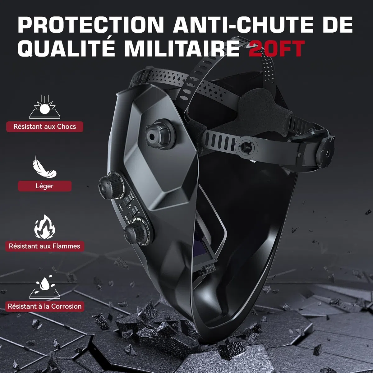 ARCCAPTAIN Masque de Soudeur Automatique 100 x 93 mm Avec Grand Champ de Vision, Couleur Réelle Entièrement Automatique, Casque de Soudeur Avec Couleur Véritable, Large Ombre 4/9-13 Pour MIG, TIG, ARC