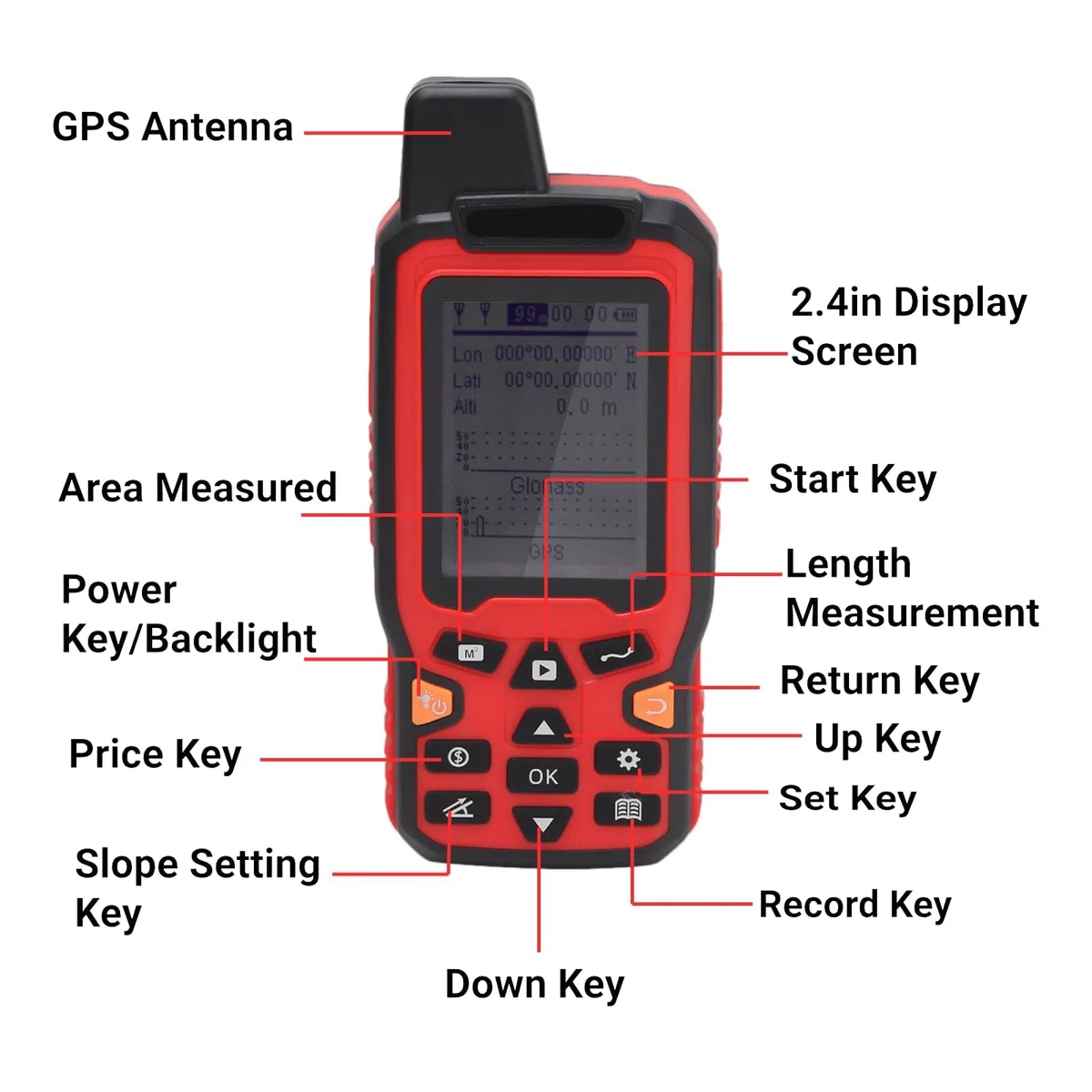 Compteur de Surface de Terrain Portable Compteur de Zone de Navigation GPS avec Écran LCD de 2,4 Pouces pour L'affichage de la Longueur de la Zone en Temps Réel