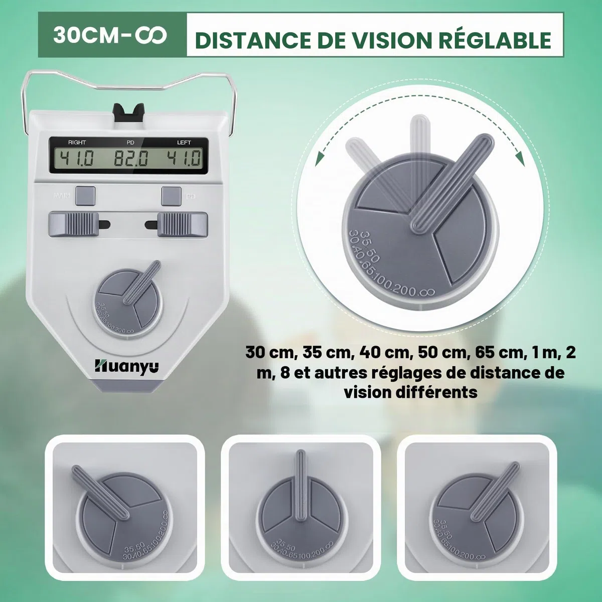 Huanyu Pupillomètre Numérique Optique PD Meter 45-82mm Mesureur de Distance Pupillaire avec Bouton Mesure des Pupilles Affichage LCD Précision 0.1-0.5mm Optométrie pour École Hôpital(LY-9AT)