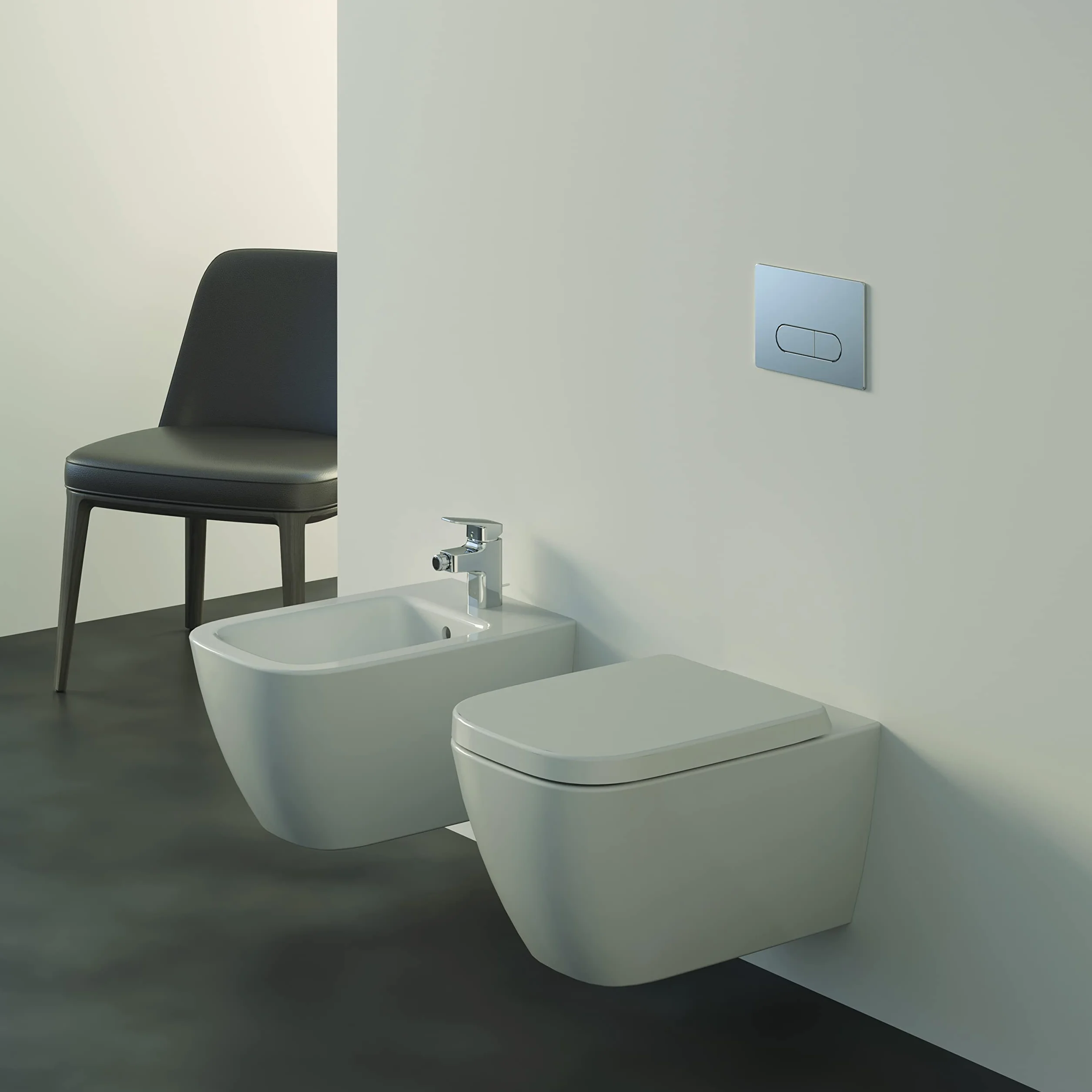 Ideal Standard I.Life B Ensemble Cuvette WC Suspendu Sans bride, Chasse d’eau Economique, Hygiénique RimLs+, Abattant Recouvrant, Frein de Chute, Blanc T542101