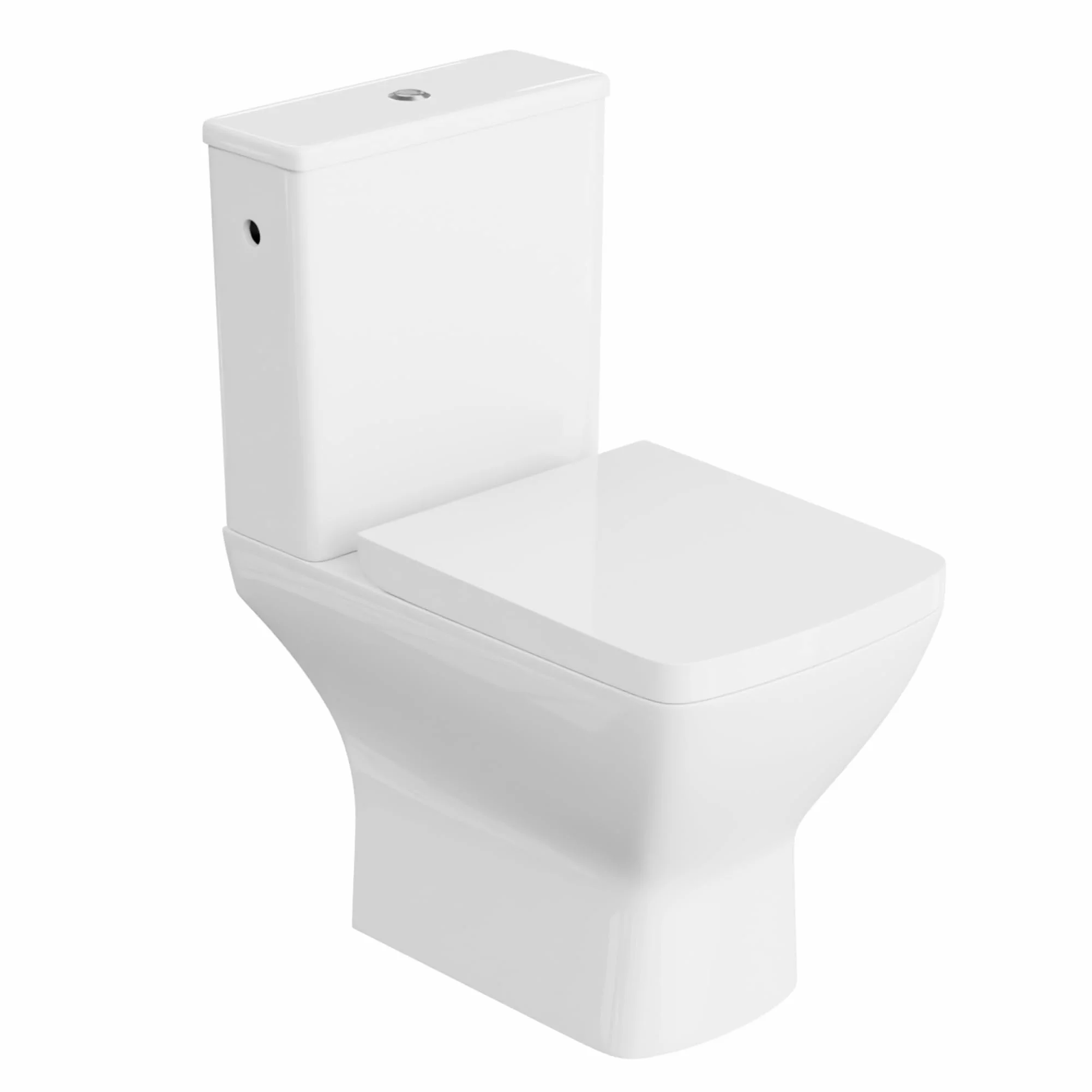 Lavita Toilette debout monobloc avec réservoir de chasse intégré LOTUS | Cuvette de WC en céramique sans rebord avec abattant à fermeture automatique Set de cuvette de toilette et de bac à urine