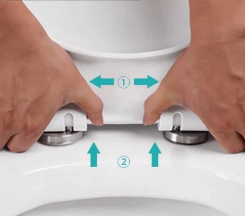 WC Suspendu Blanc Sans Bride avec Fixations Invisibles + Abattant Ultra Fin Déclipsable + Frein de Chute (Blanc)