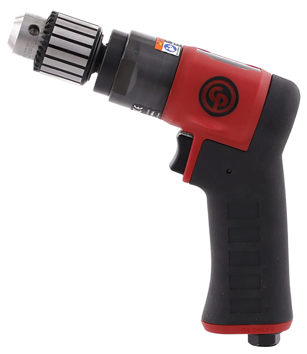 Chicago Pneumatic CP9285C - Perceuse pneumatique, 3/8" (10 mm), mandrin à clé, poignée pistolet, 0,62 HP/460 W, couple de décrochage 1,2 m lbf/5,5 NM, 3000 tr/min, perceuse à main, outils électriques