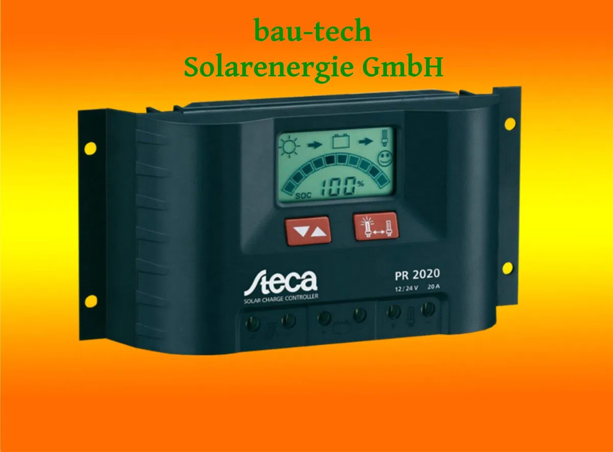 Steca Charge Régulateur de charge solaire avec écran LCD et sortie pour 12 V consommateurs jusqu'à 20 A, 1 pièce, PR2020