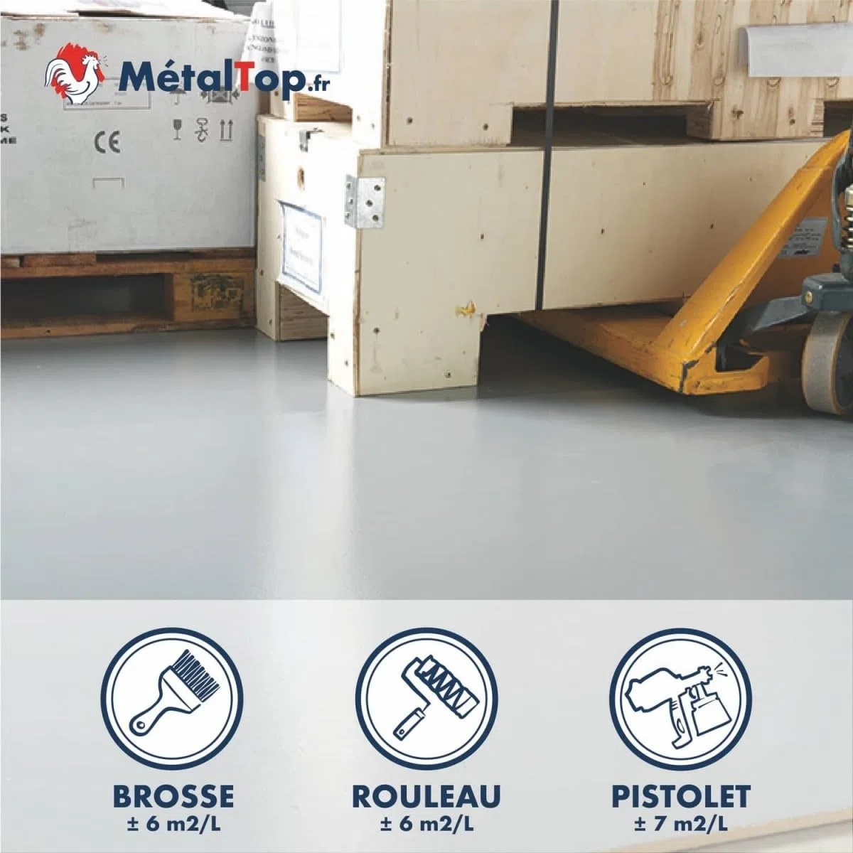 Metaltop - Peinture Sol Beton - Gris poussière - RAL 7037-1 L - Protection et décoration pour sols en béton ou ciment