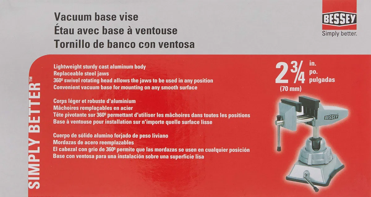 Bessey BVVB Étau à base d'aspirateur Argenté