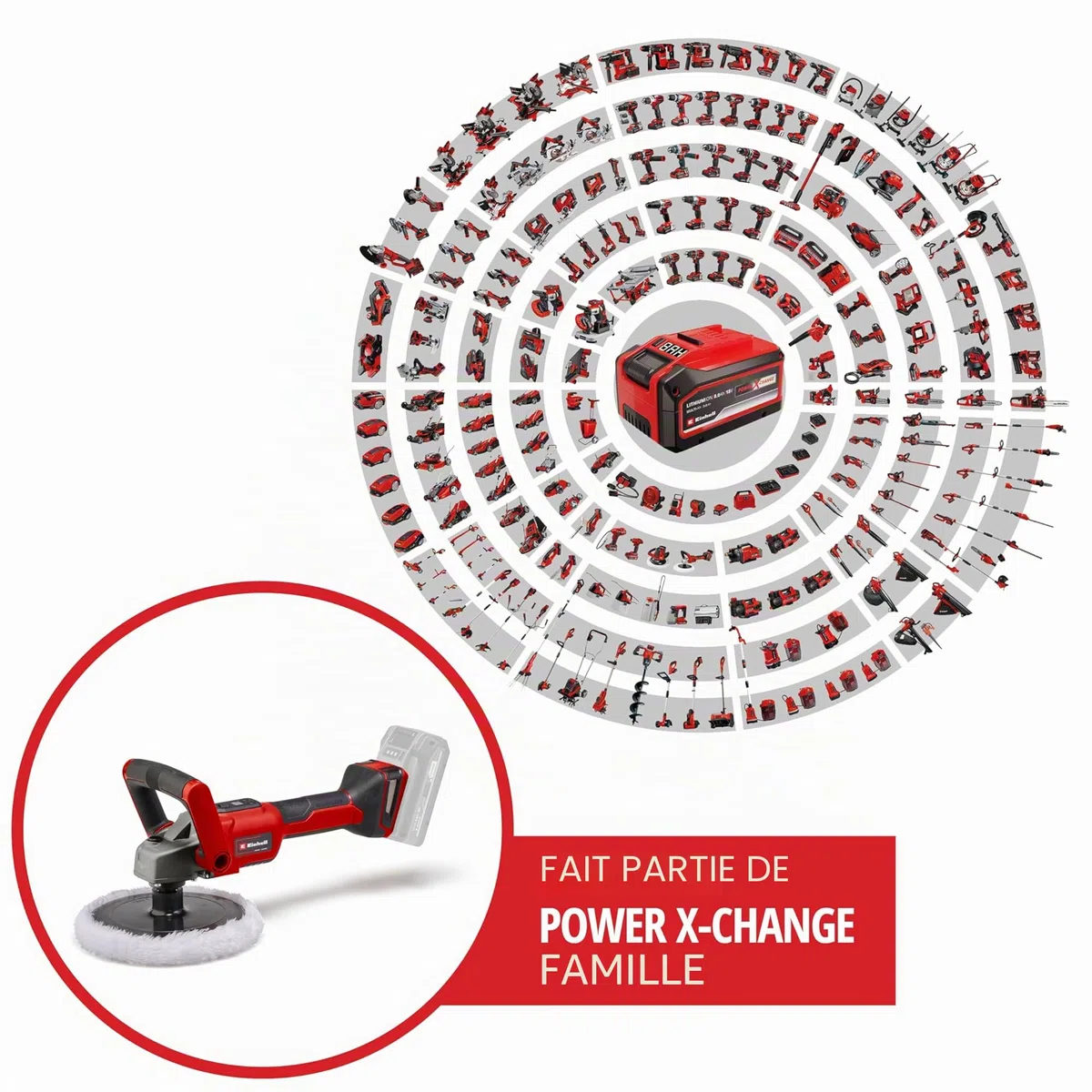 Einhell Polisseuse sans fil CE-CP 18/180 Li E-Solo Power X-Change (18V, moteur électrique sans charbon, régulateur électronique) Livré sans Batterie ni Chargeur