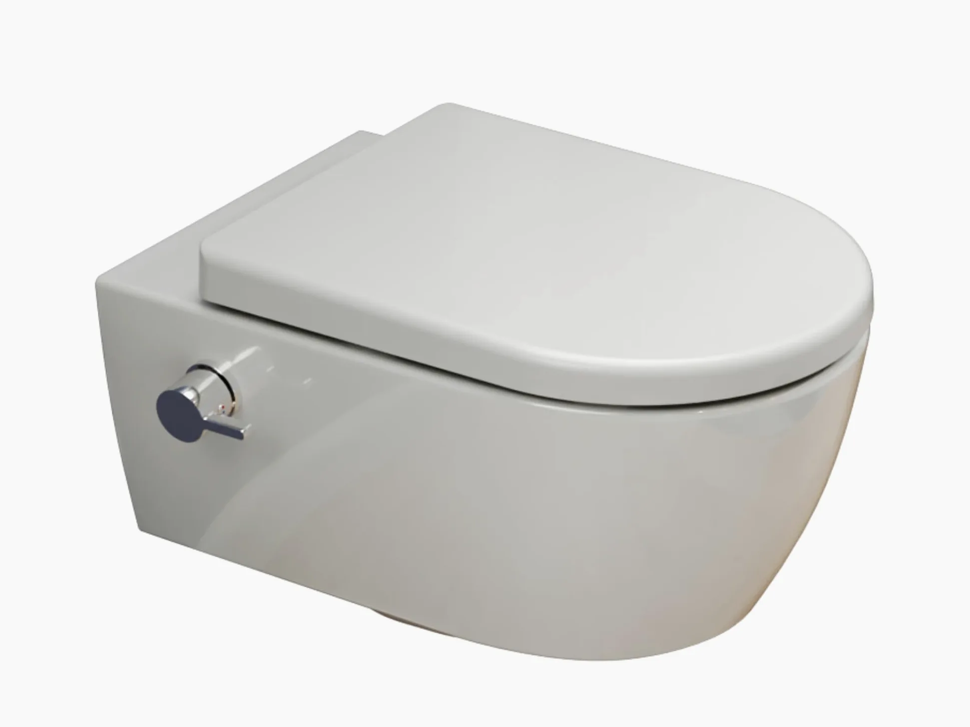 SSWW WC-douche mural avec robinetterie eau chaude/froide, toilette suspendue à chasse bord, fonction Taharet-Bidet, abattant Softclose Duroplast, céramique blanche haute brillance, 54 cm
